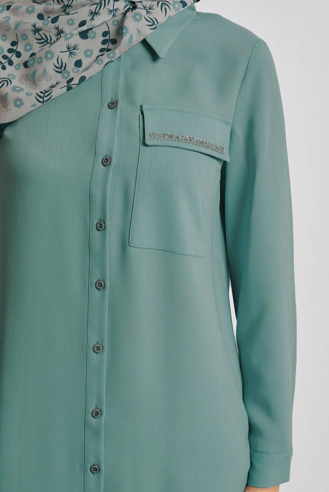 Hijab clothing GREEN 45611 LYONN TUNİK 40-48 TEK 38 - ALVİNA