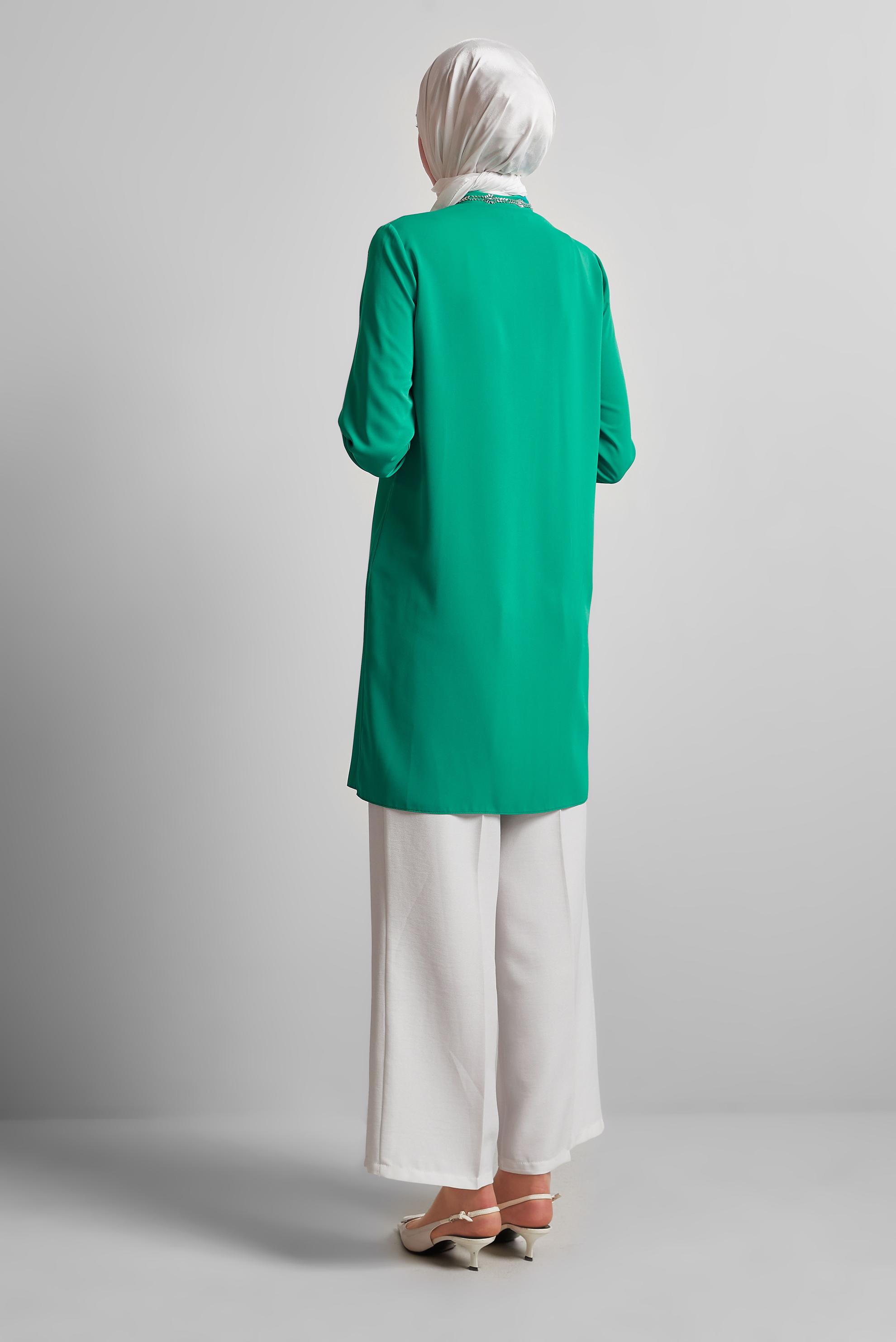 Tesettür giyim MAVİ TAŞ DETAYLI TUNİK 45619