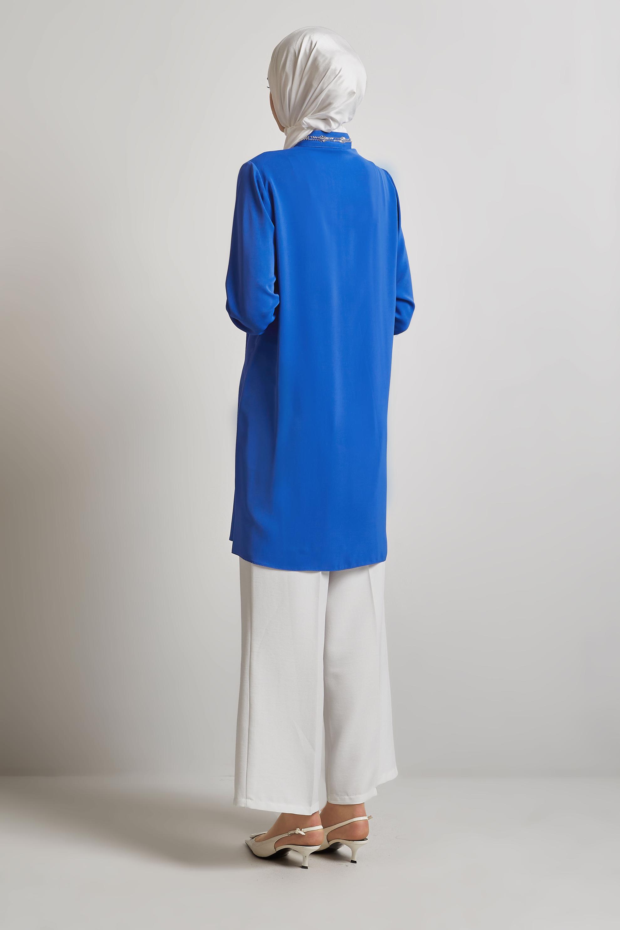 Tesettür giyim LACİVERT TAŞ DETAYLI TUNİK 45619