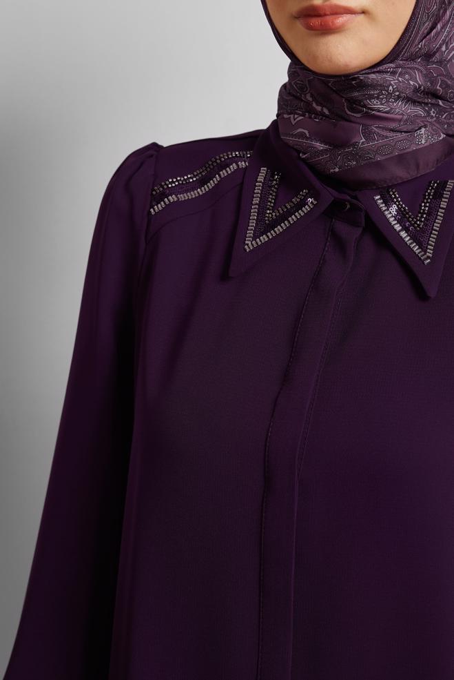 Tesettür giyim MÜRDÜM BONCUK İŞLEMELİ TUNİK 45622 - ALVİNA