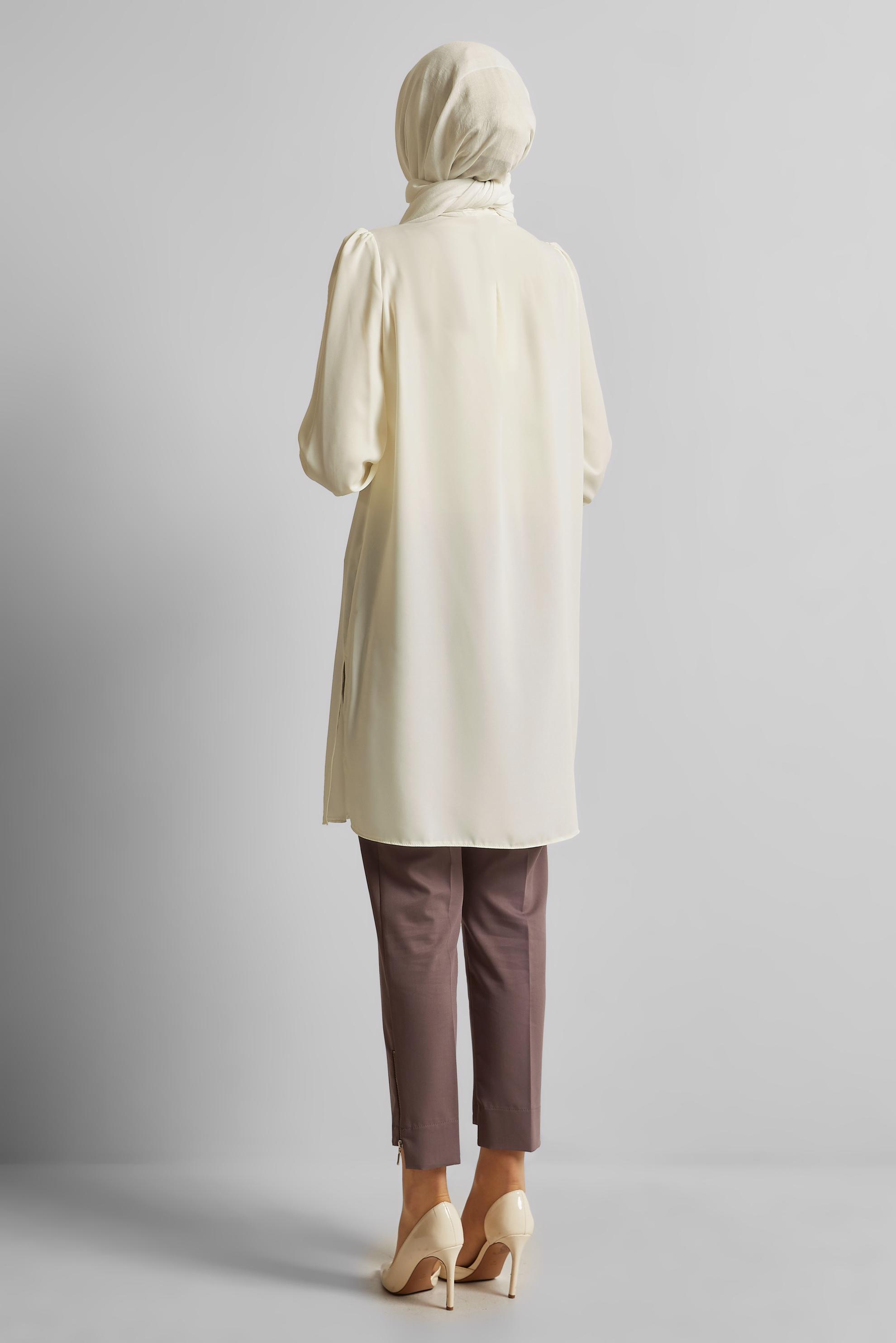 Vêtements hijab BLANC TUNIQUE BRODÉE DE PERLES 45622