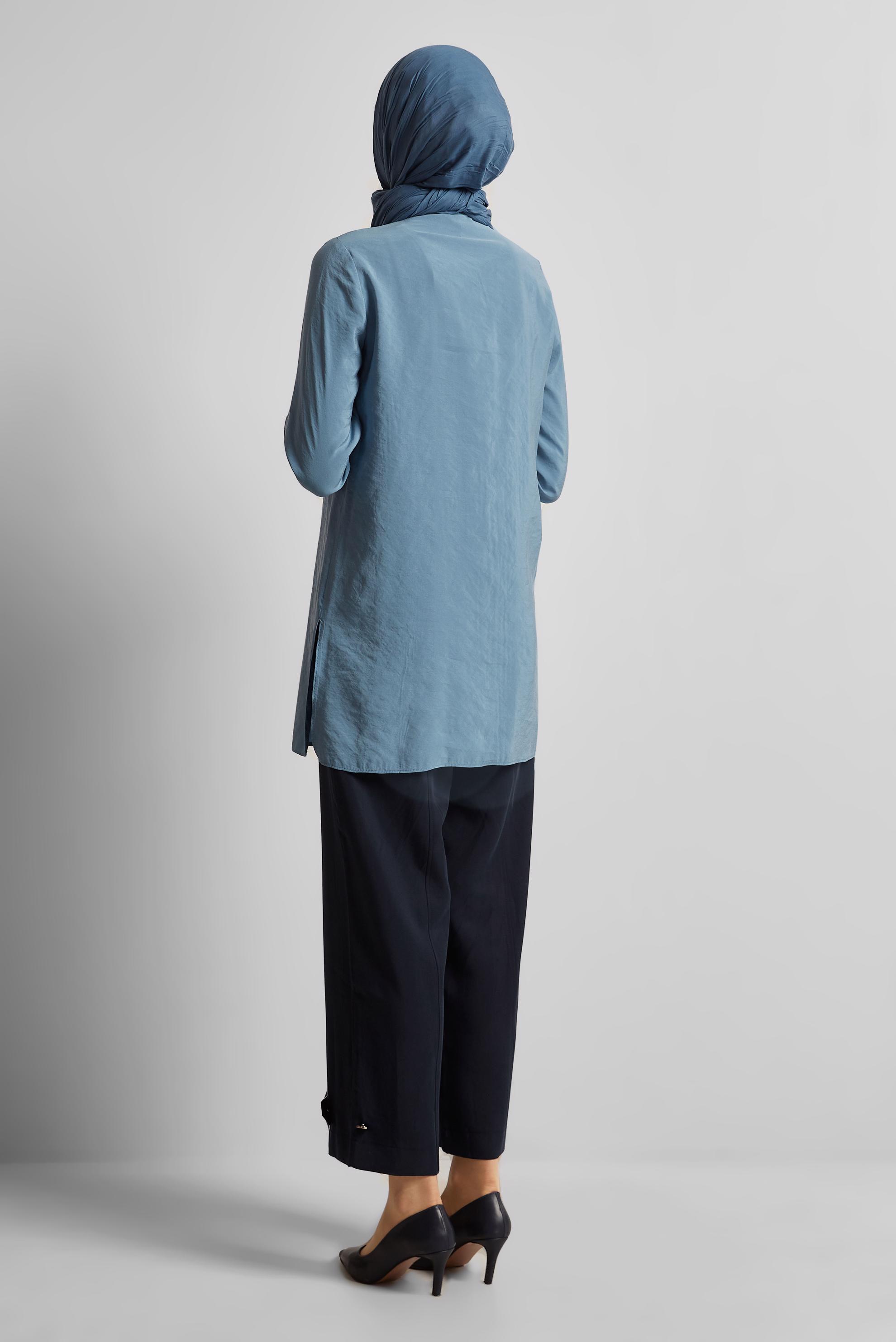 Tesettür giyim MAVİ GÖMLEK YAKA TUNİK 45623