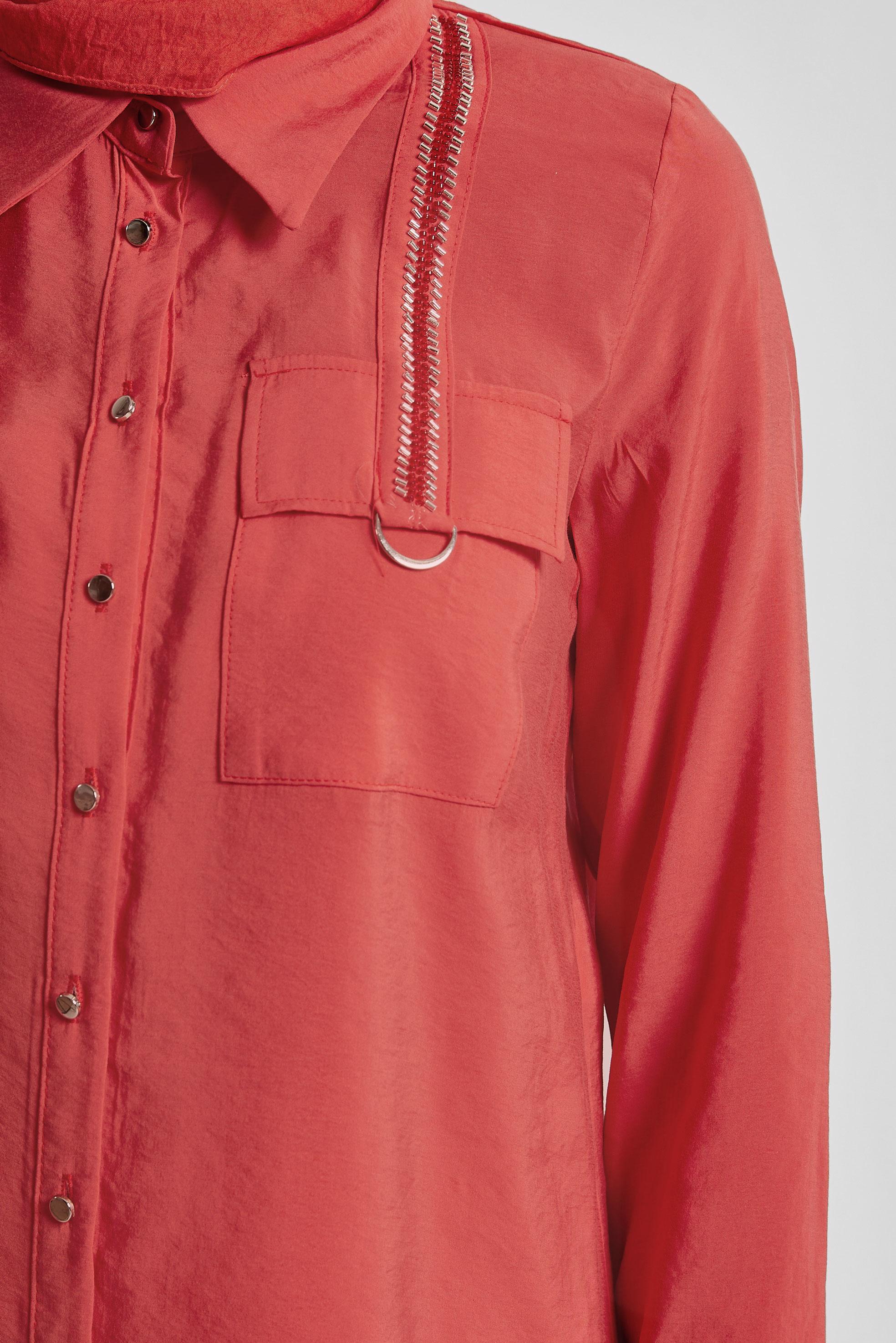 Vêtements hijab ROUGE TUNIQUE COL CHEMISE 45623