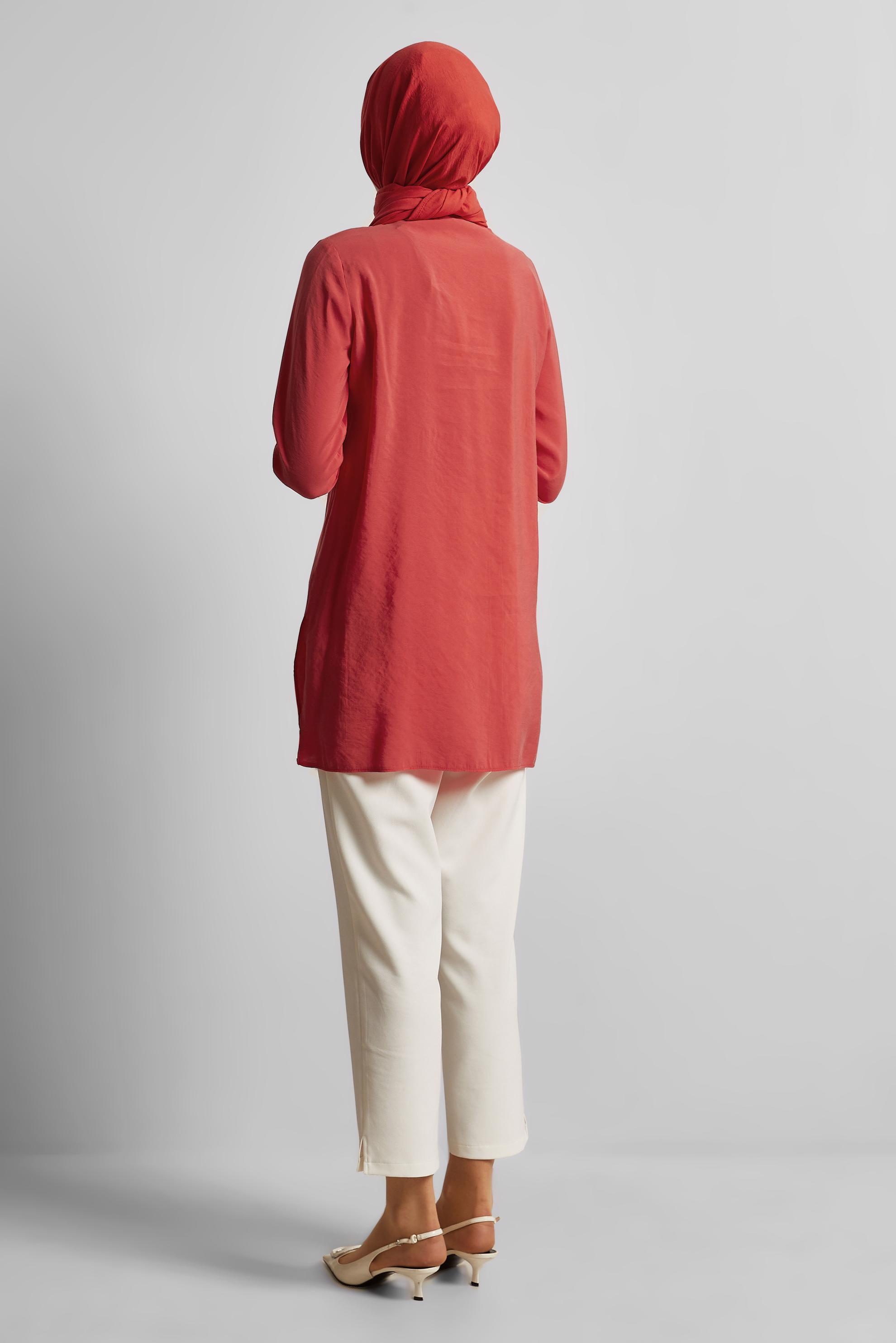 Vêtements hijab ROUGE TUNIQUE COL CHEMISE 45623