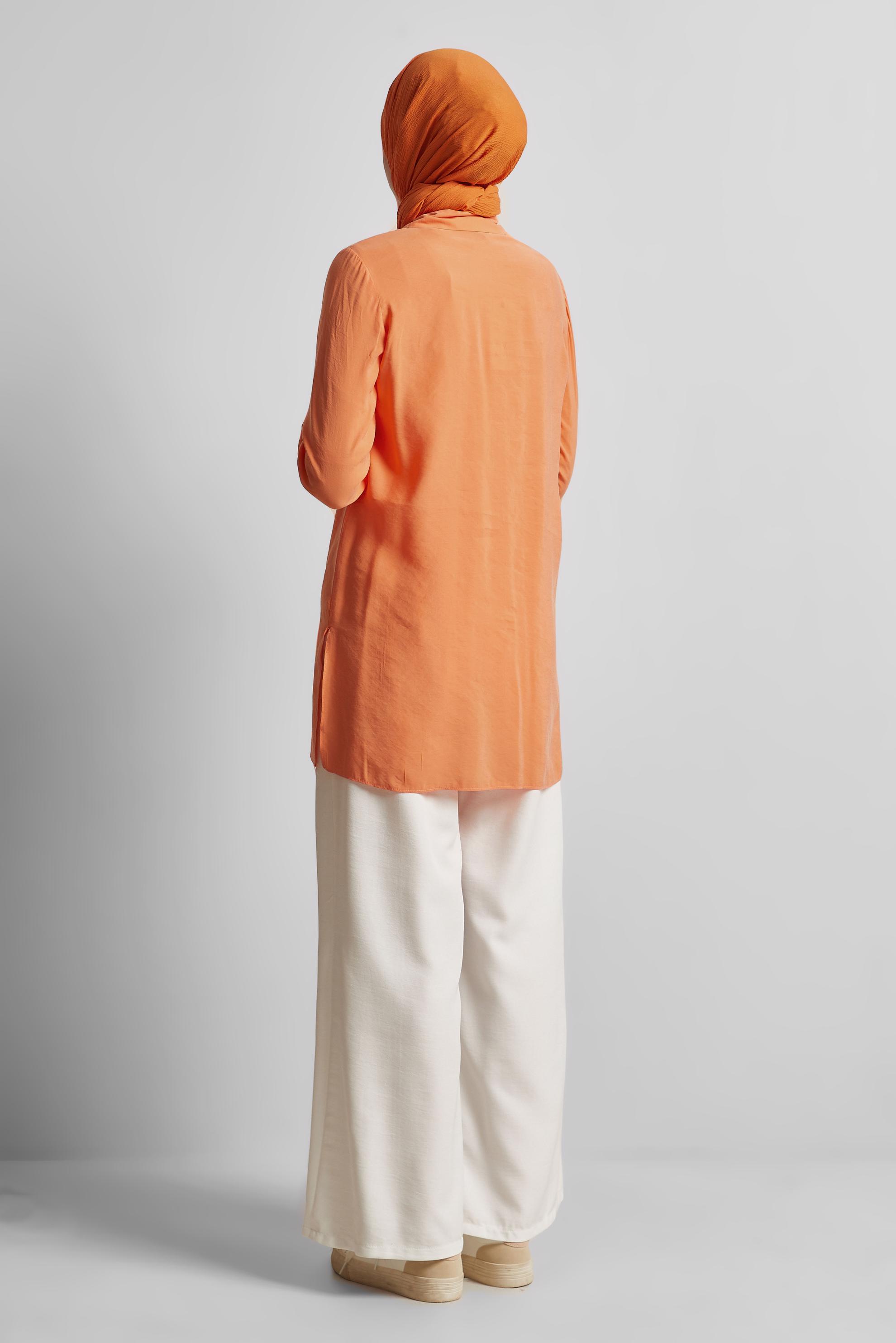 Vêtements hijab ORANGE TUNIQUE COL CHEMISE 45623
