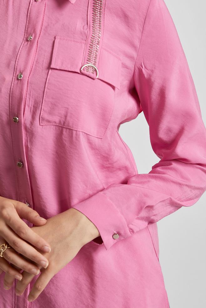 Tesettür giyim PEMBE GÖMLEK YAKA TUNİK 45623 - ALVİNA