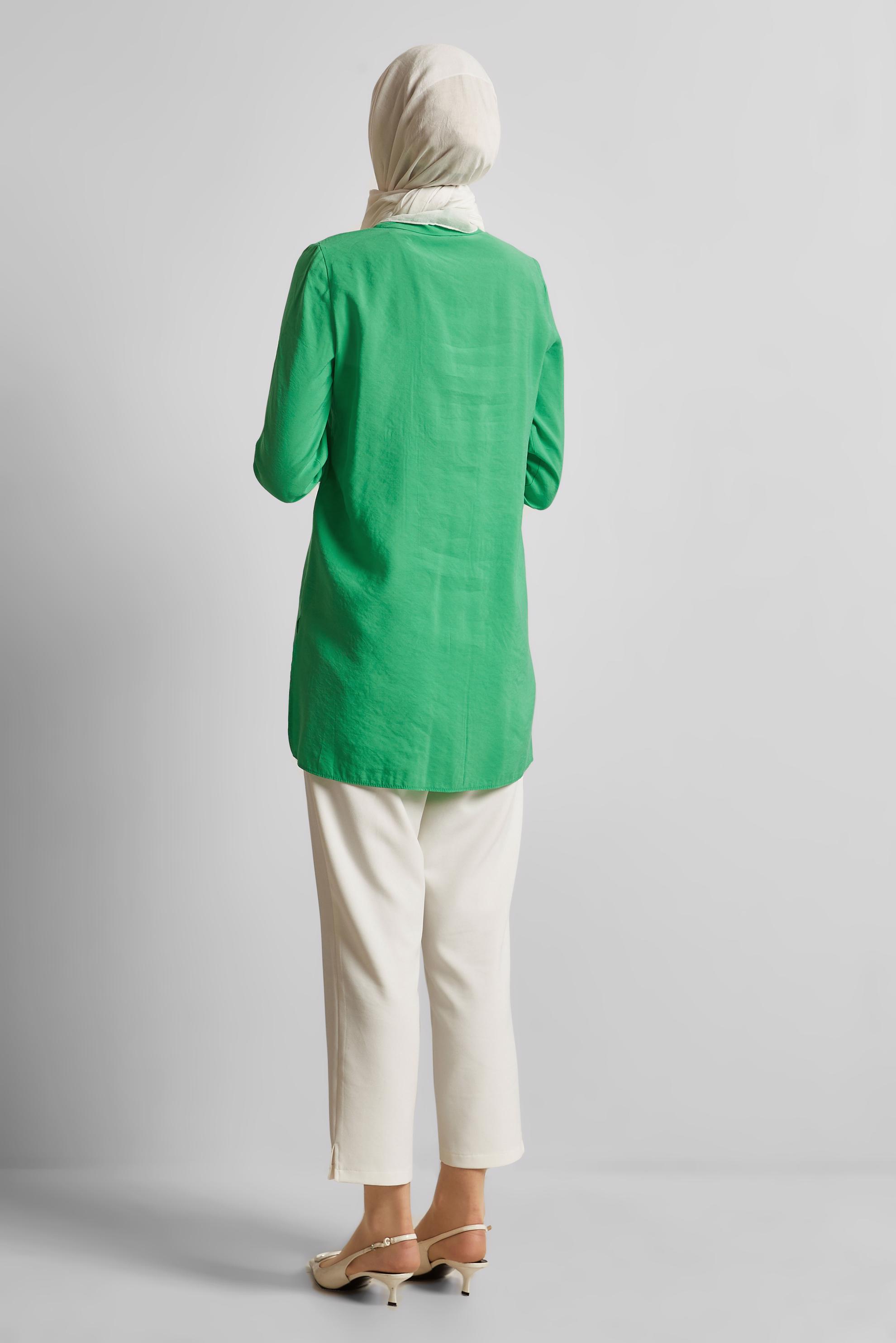 Vêtements hijab VERT TUNIQUE COL CHEMISE 45623