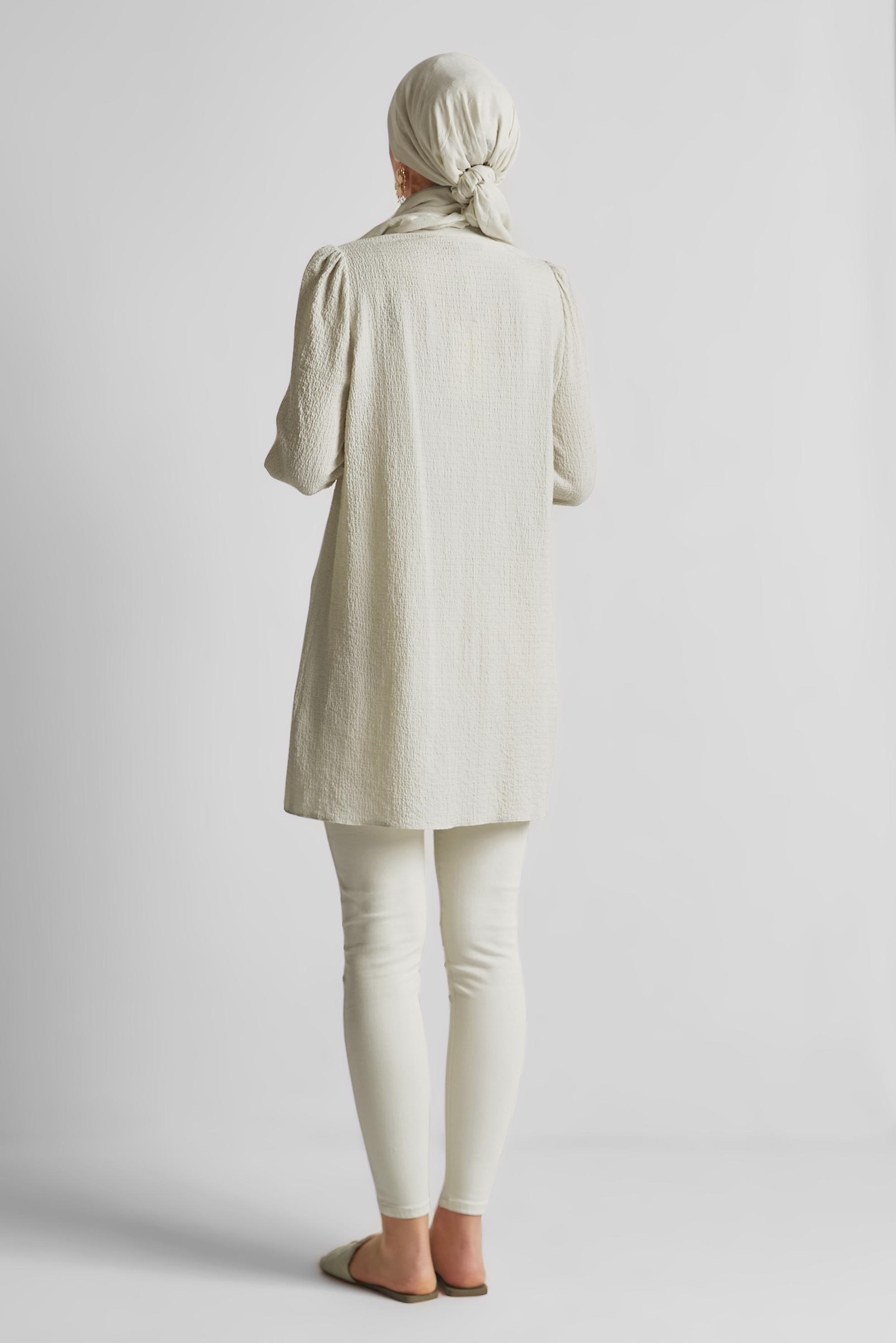 Tesettür giyim BEJ YAKASI BAĞLAMALI TUNİK 45625