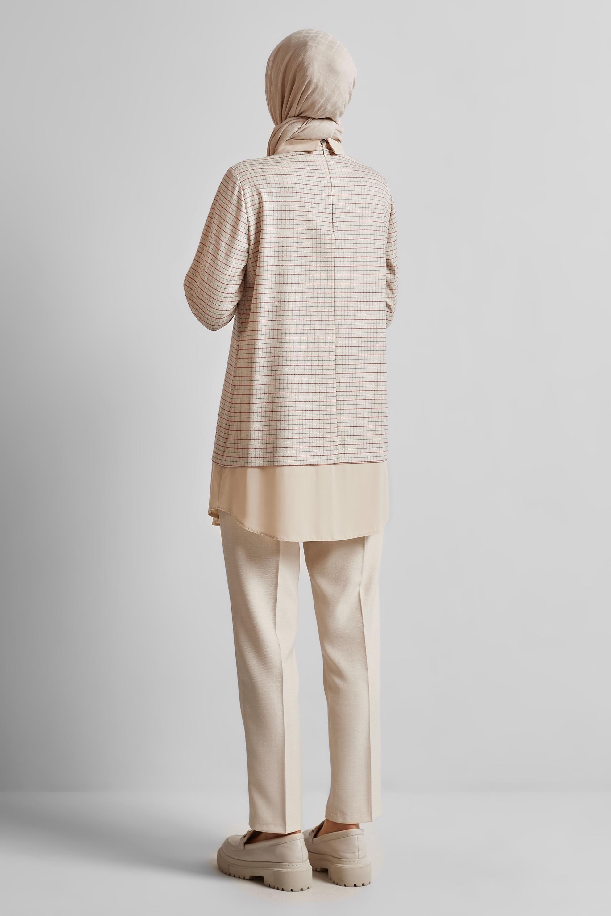 Tesettür giyim BEJ GÖMLEK GARNİLİ TUNİK 45637