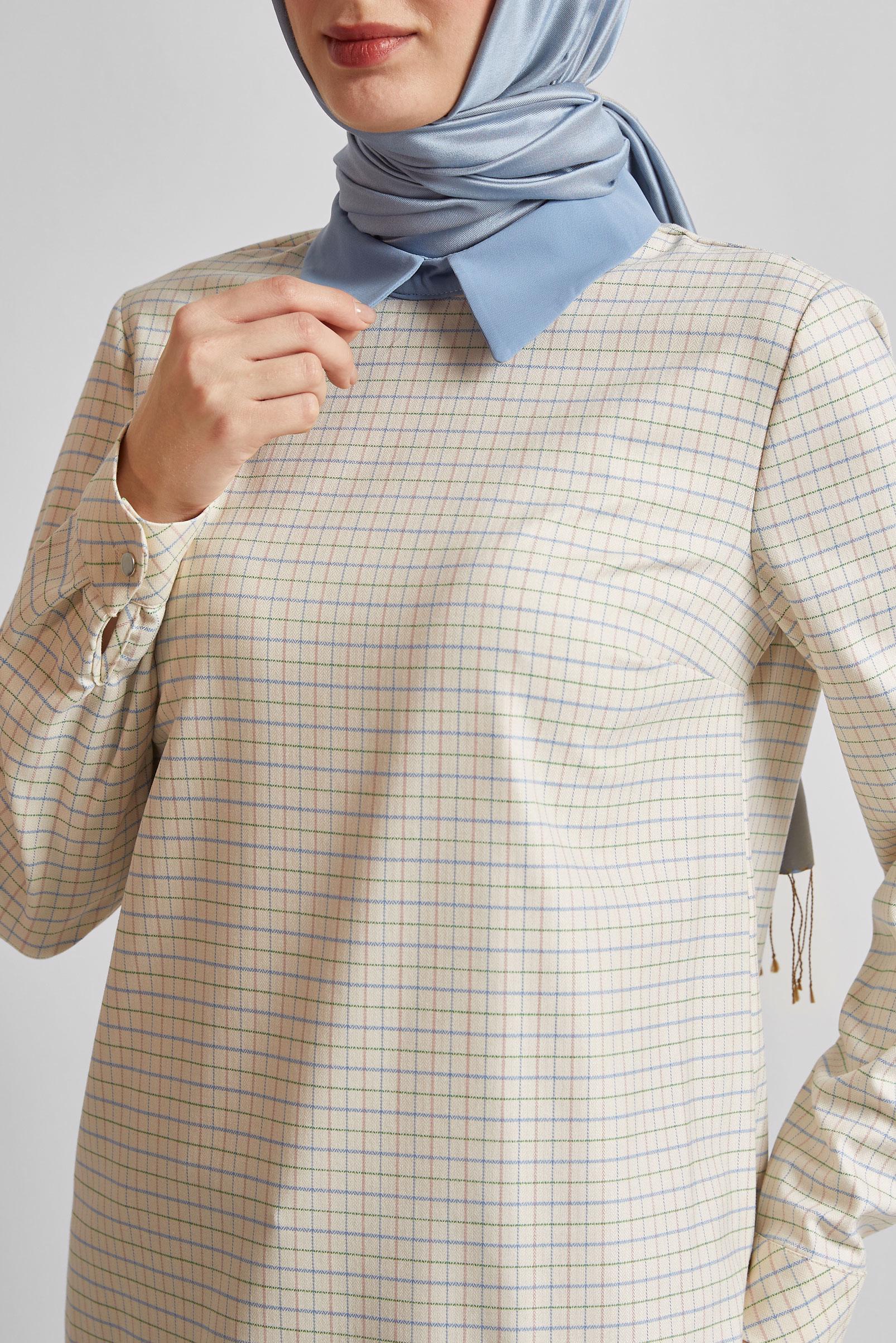 Tesettür giyim BEJ GÖMLEK GARNİLİ TUNİK 45637