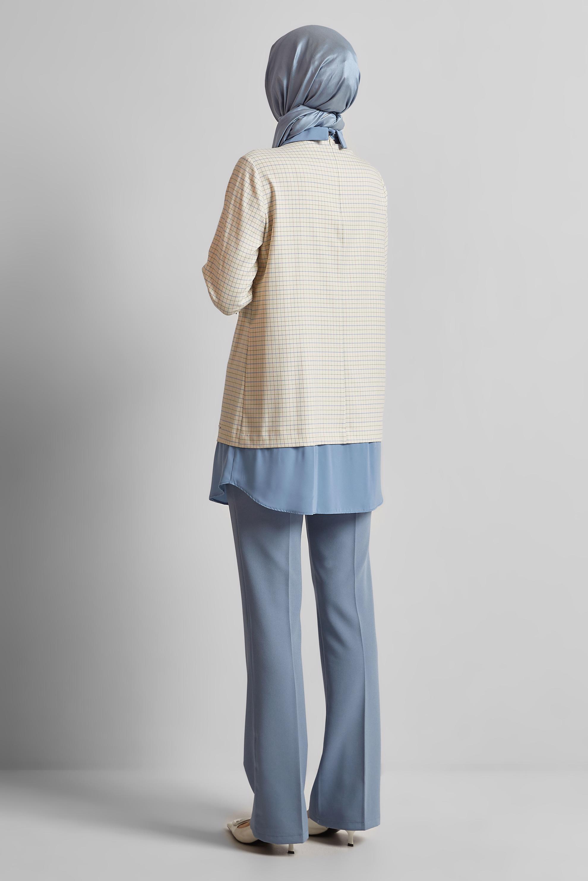 Tesettür giyim BEJ GÖMLEK GARNİLİ TUNİK 45637