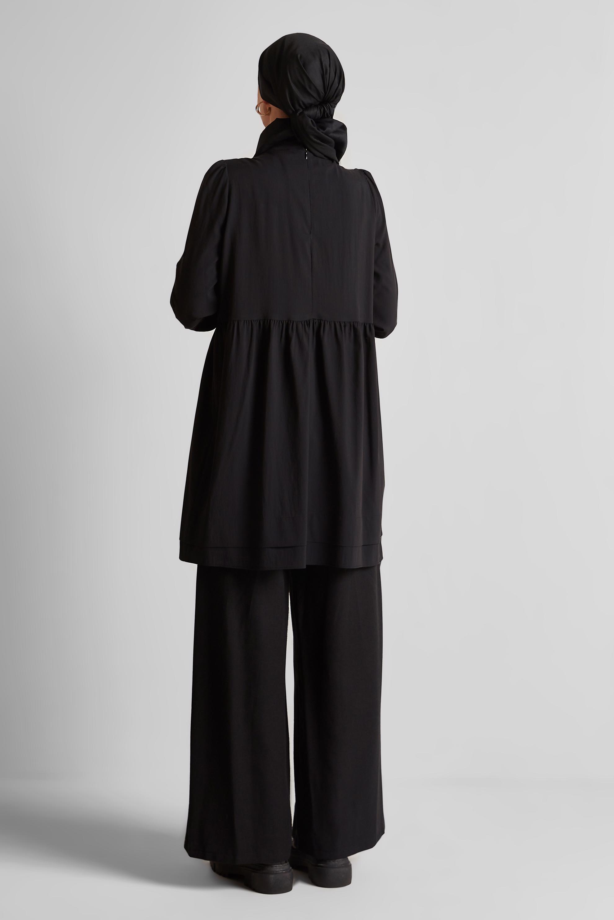 Tesettür giyim SİYAH BAĞCIK DETAYLI TUNİK 45644