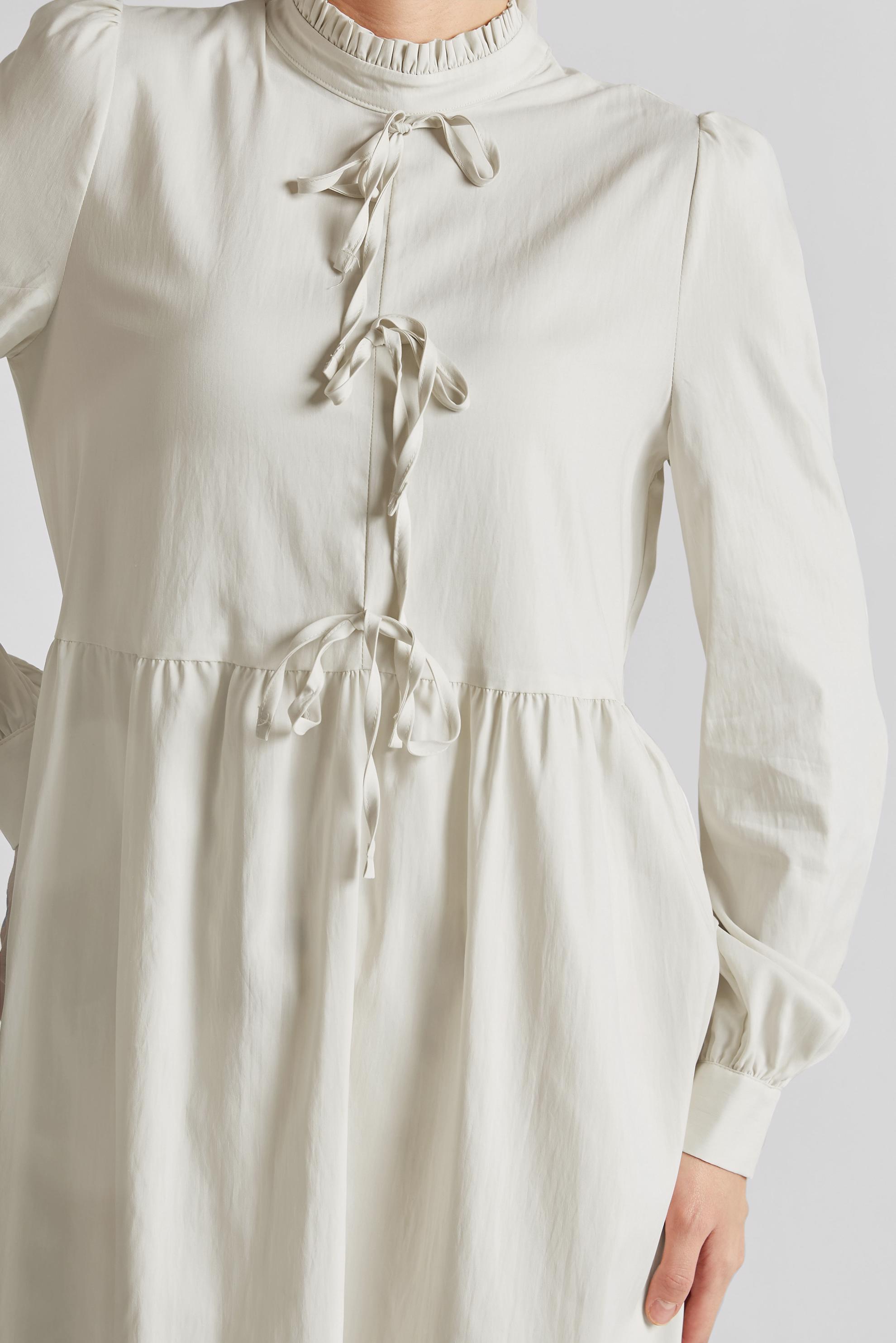 Tesettür giyim EKRU BAĞCIK DETAYLI TUNİK 45644