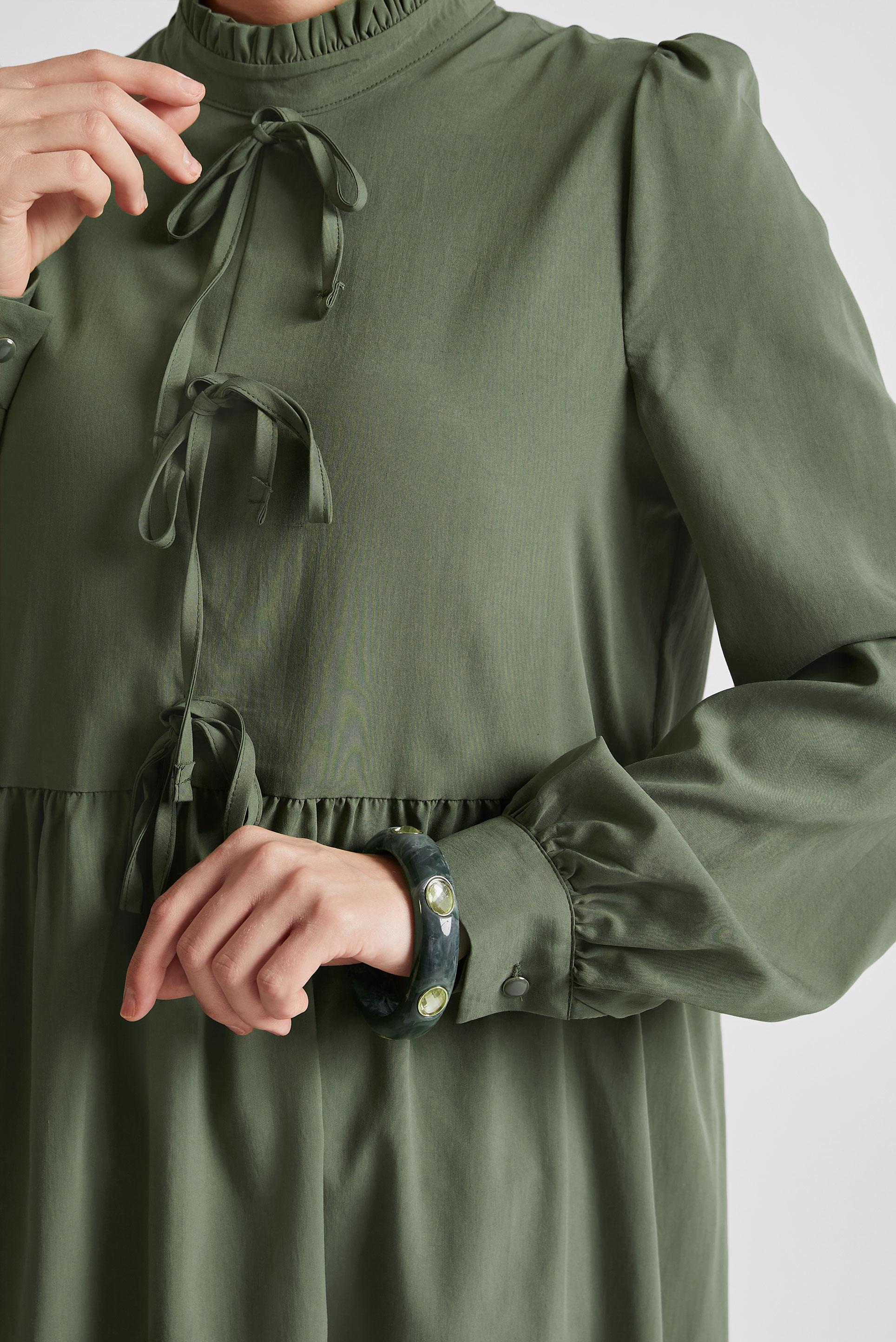 Tesettür giyim HAKİ BAĞCIK DETAYLI TUNİK 45644