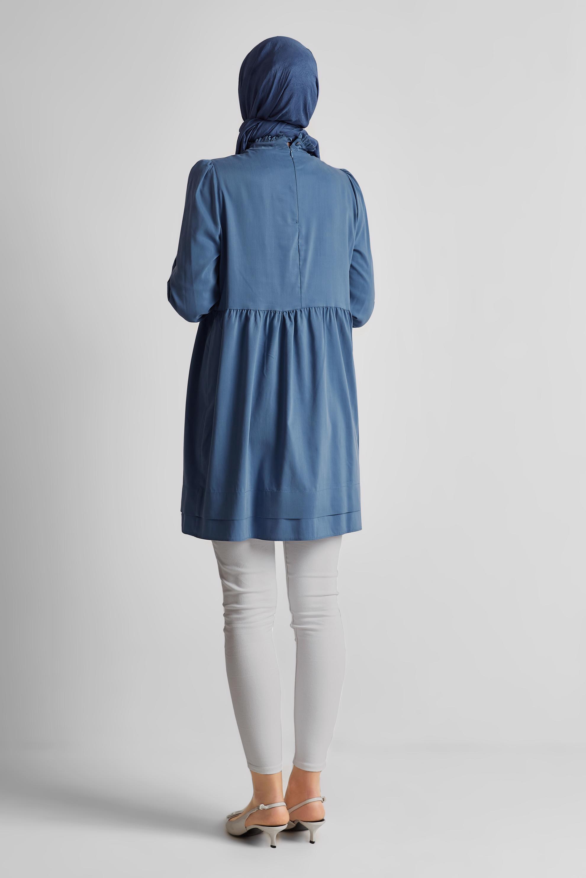 Tesettür giyim LACİVERT BAĞCIK DETAYLI TUNİK 45644