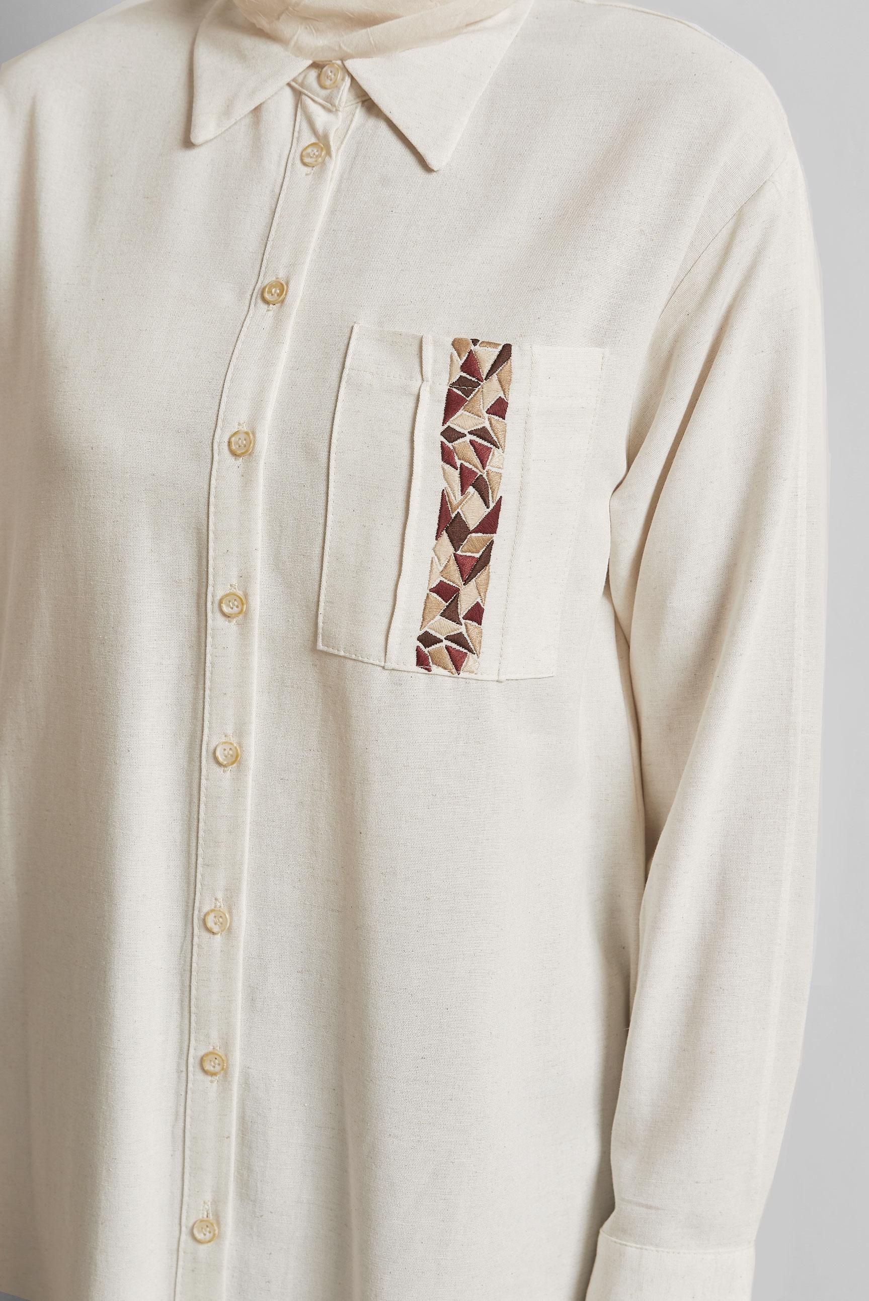 Tesettür giyim BEYAZ VİSKON KETEN TUNİK 45646