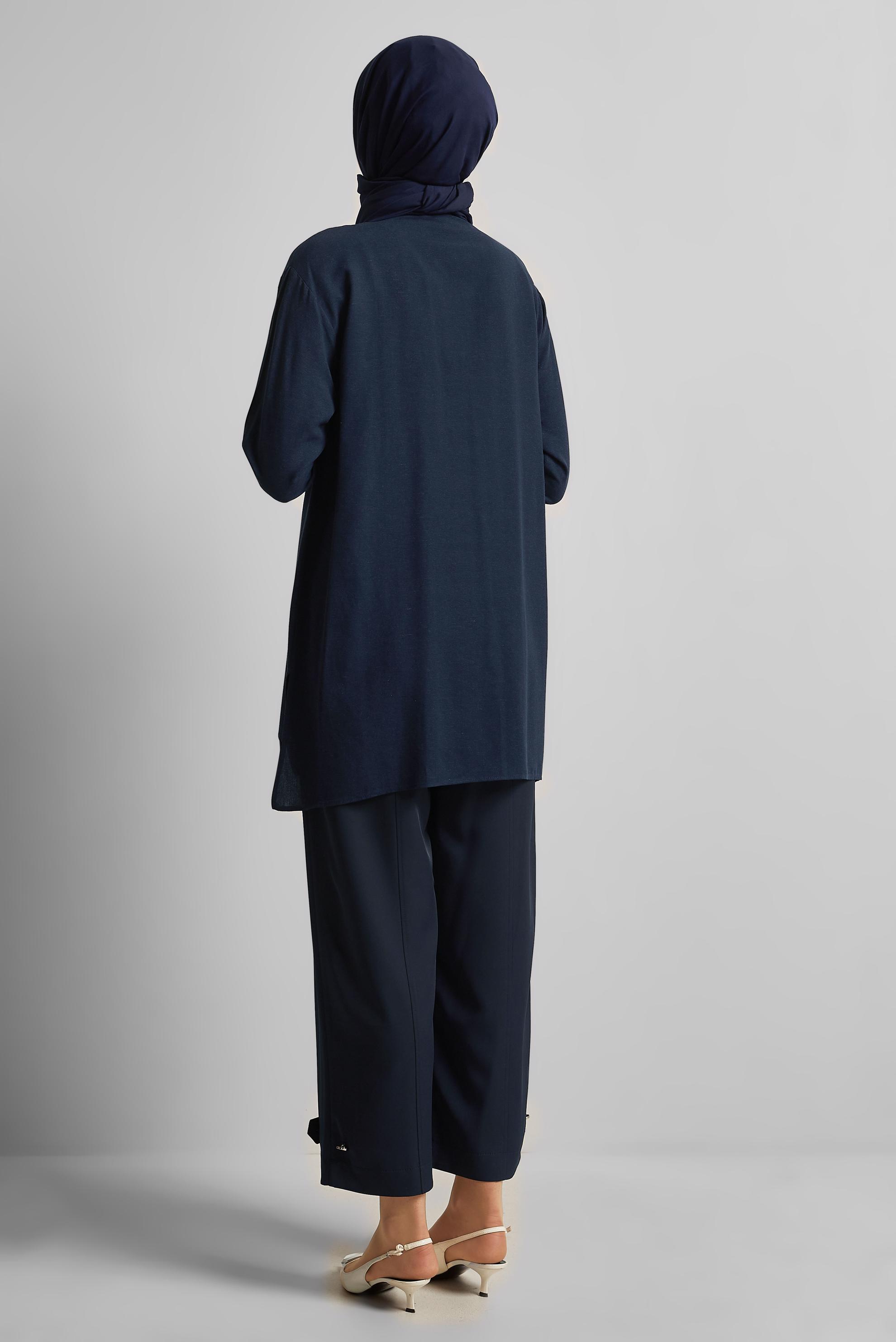 Tesettür giyim LACİVERT VİSKON KETEN TUNİK 45646