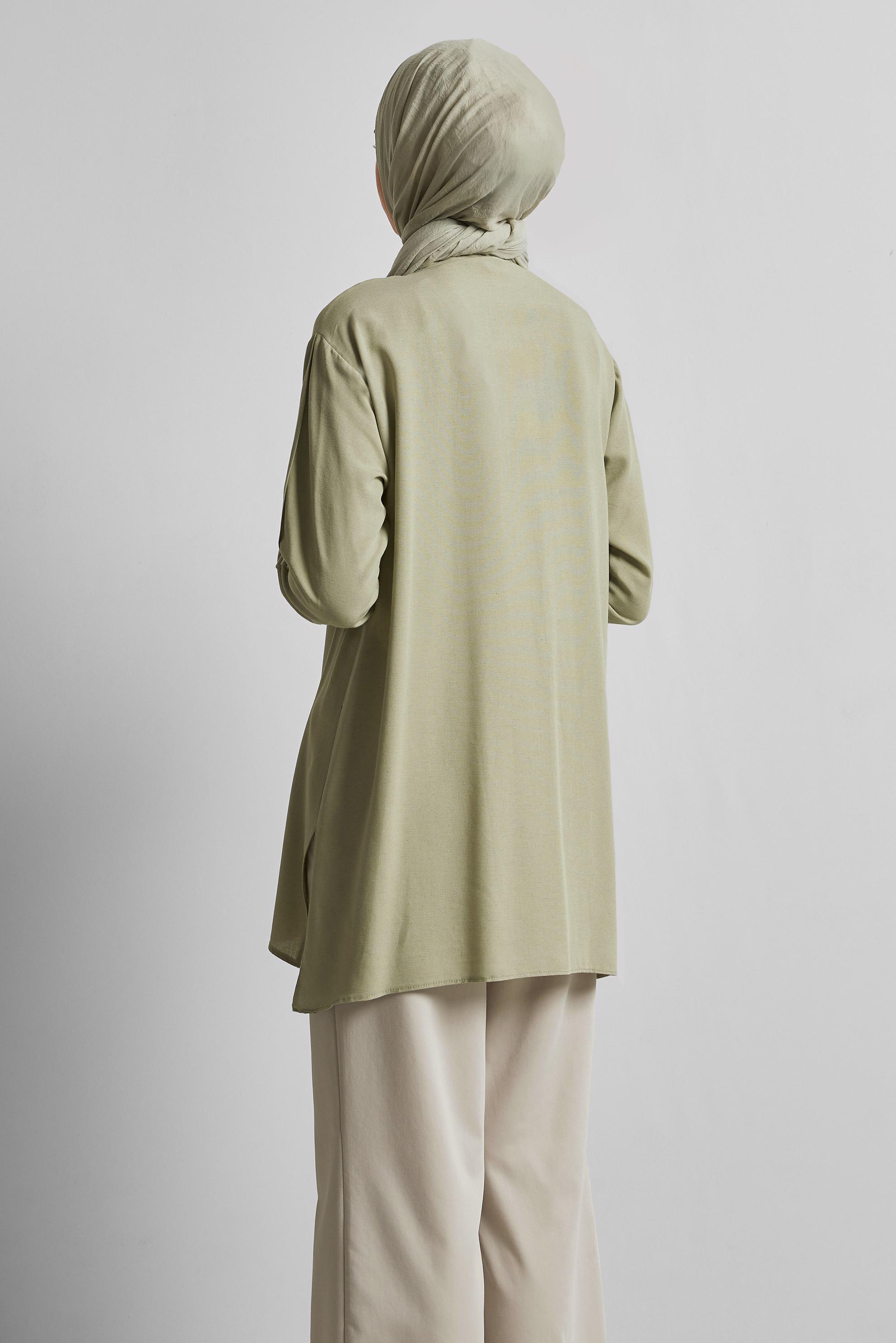 Vêtements hijab VERT TUNIQUE EN LIN VISCOSE 45646