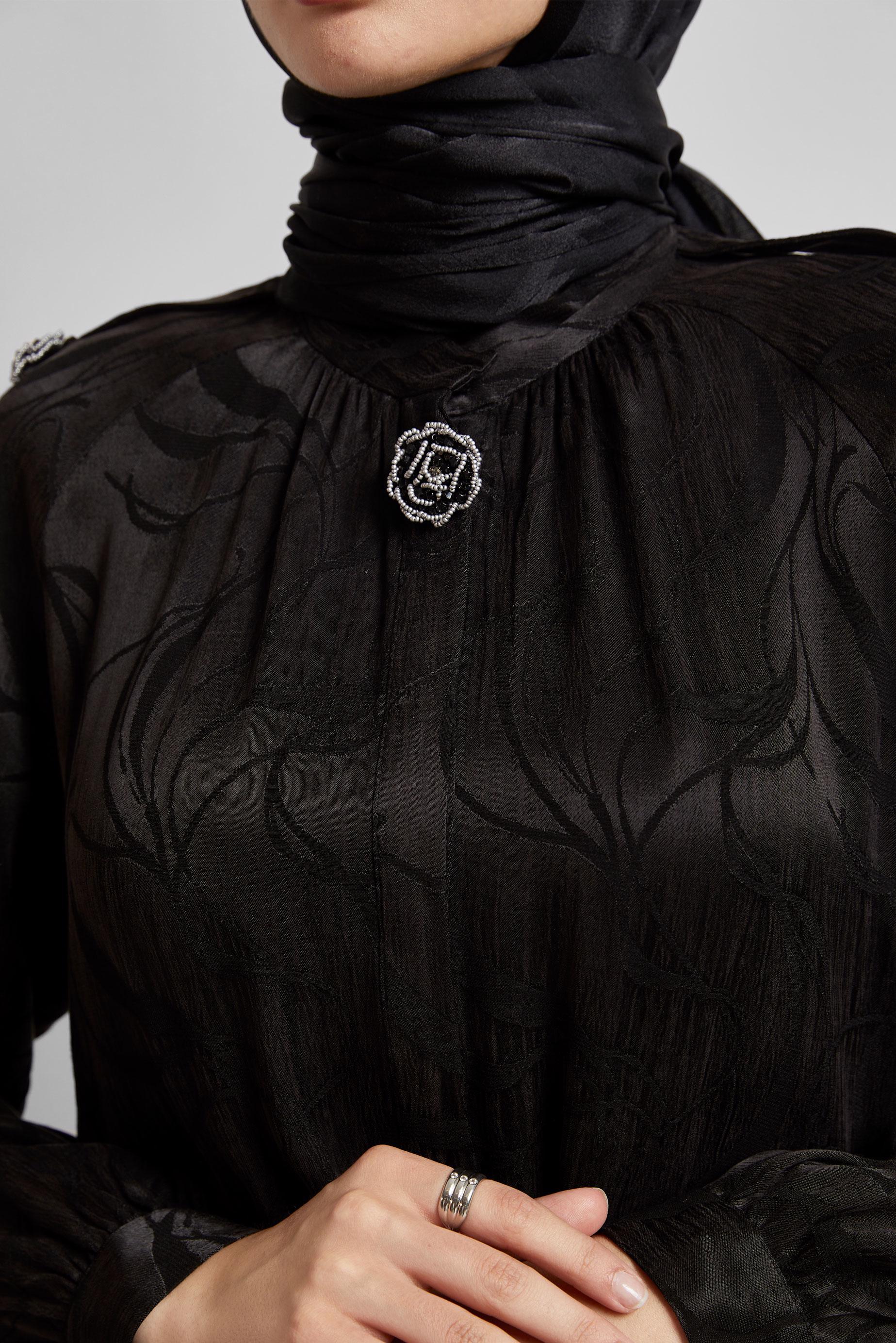 Tesettür giyim SİYAH DESENLİ TUNİK 45652