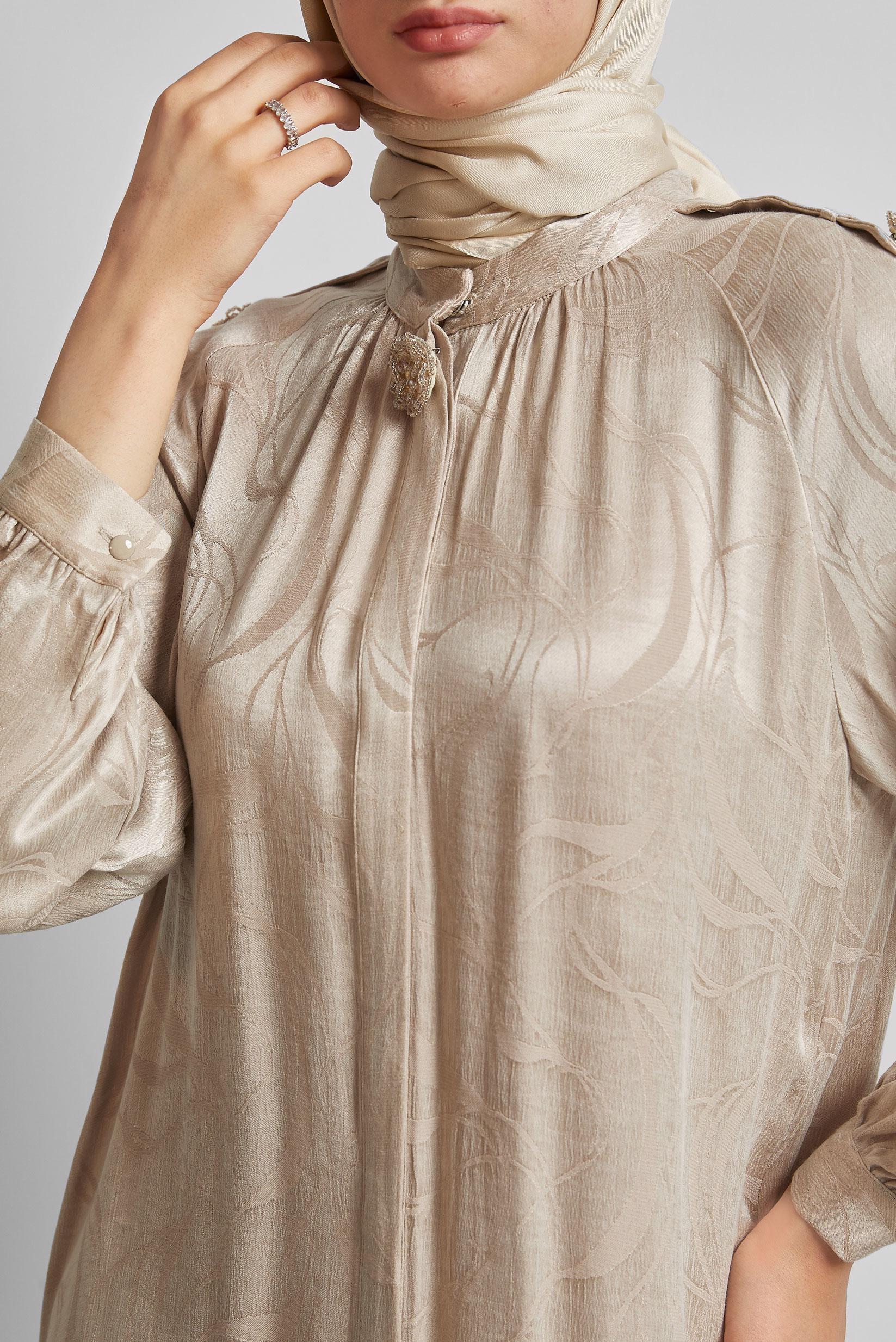 Tesettür giyim BEJ DESENLİ TUNİK 45652