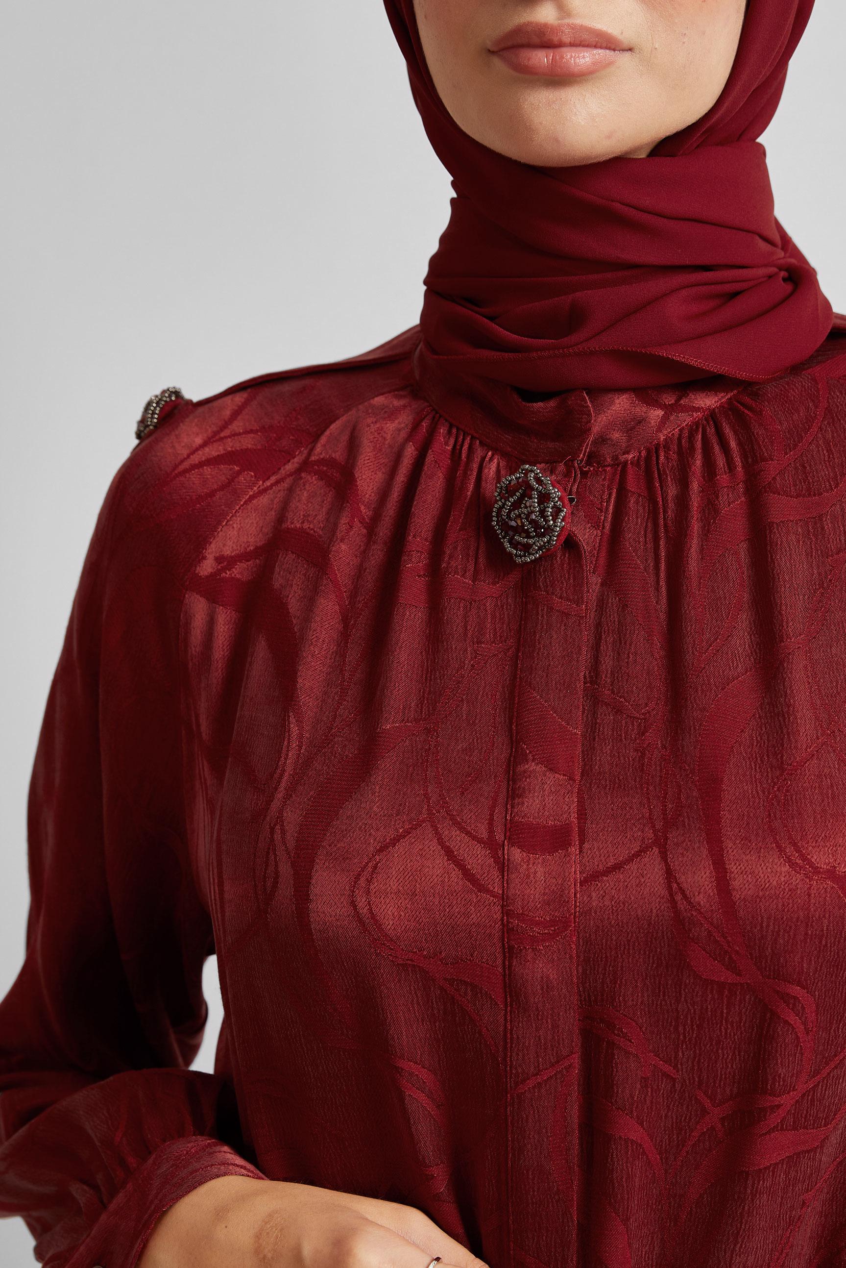 Tesettür giyim BORDO DESENLİ TUNİK 45652