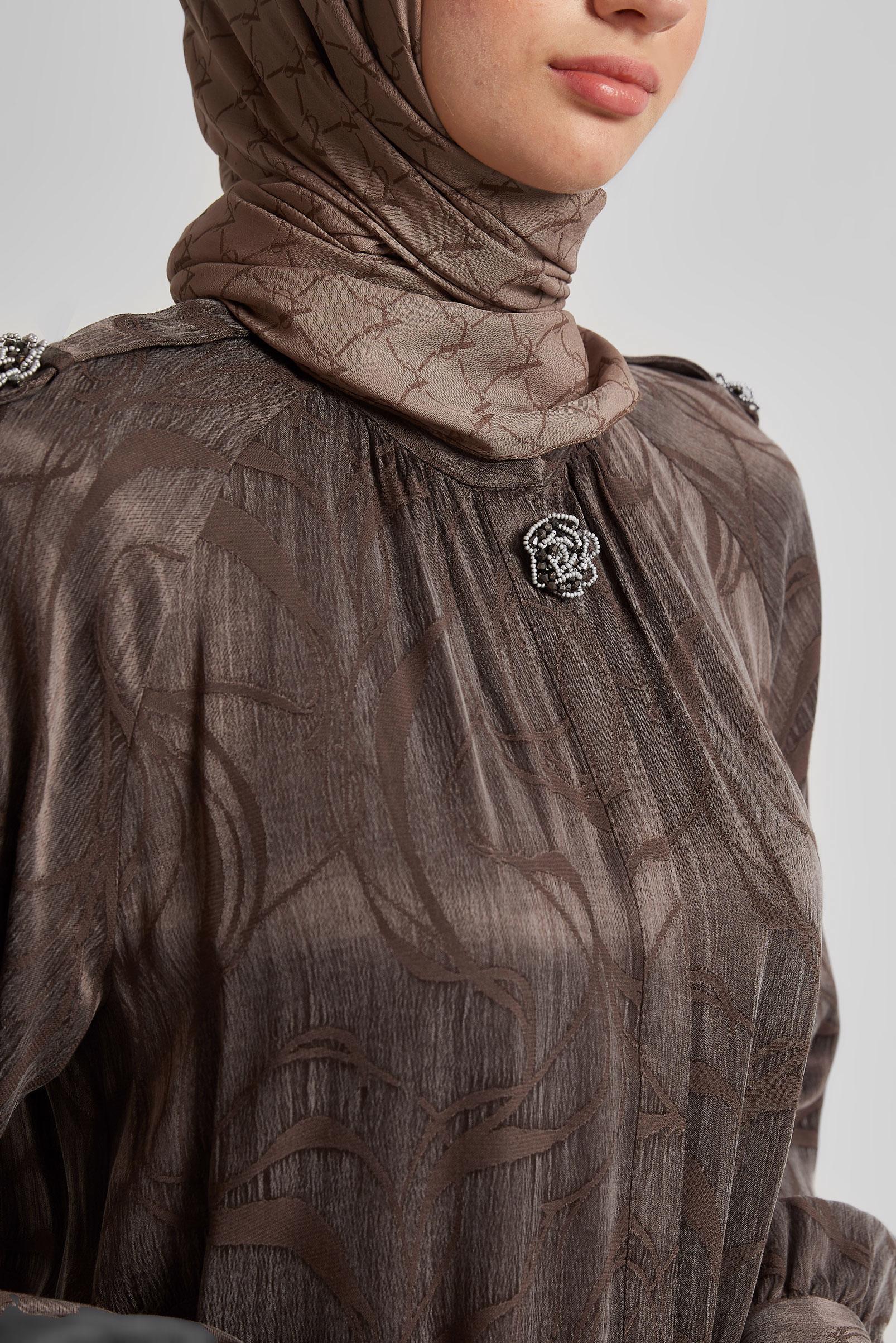 Tesettür giyim KAHVE DESENLİ TUNİK 45652