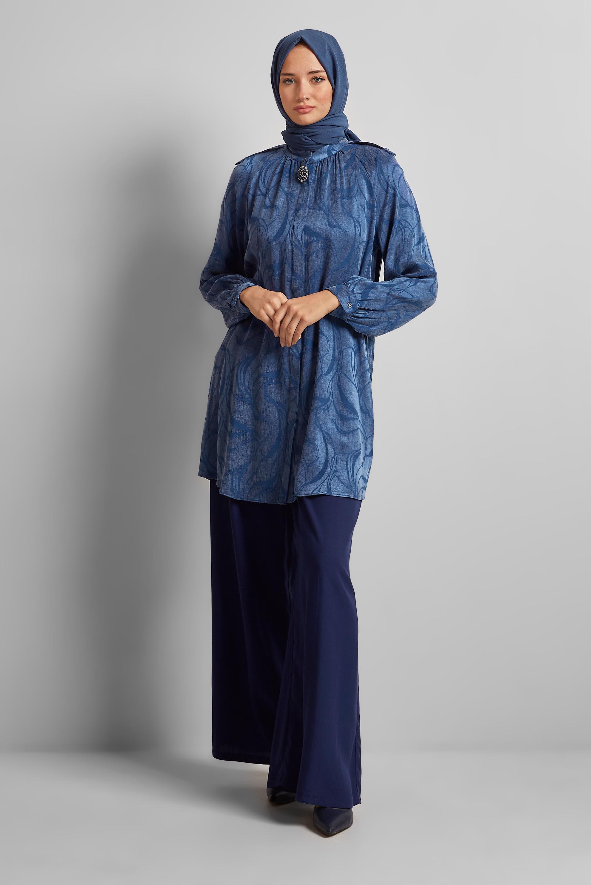 Tesettür giyim LACİVERT DESENLİ TUNİK 45652