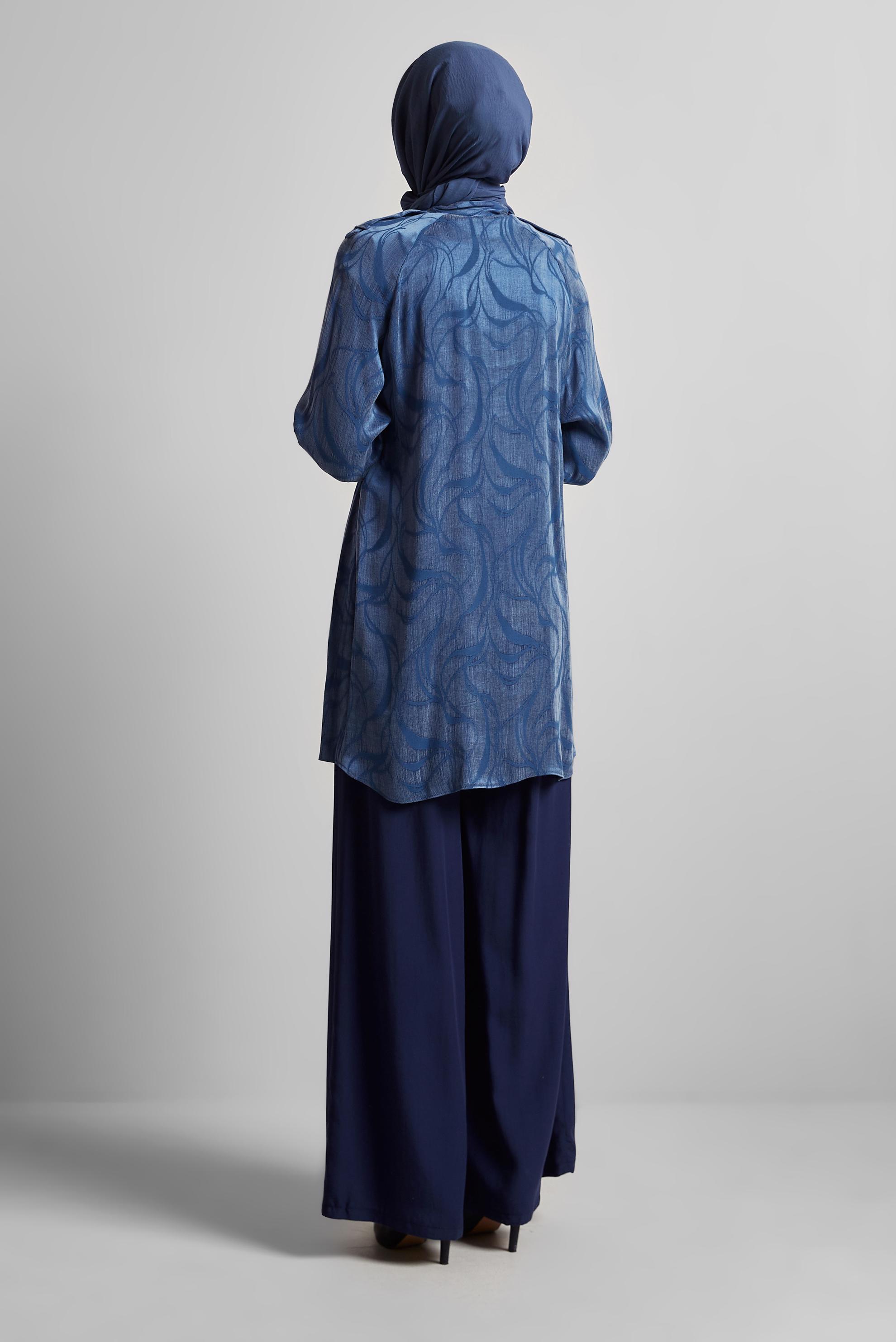 Tesettür giyim LACİVERT DESENLİ TUNİK 45652