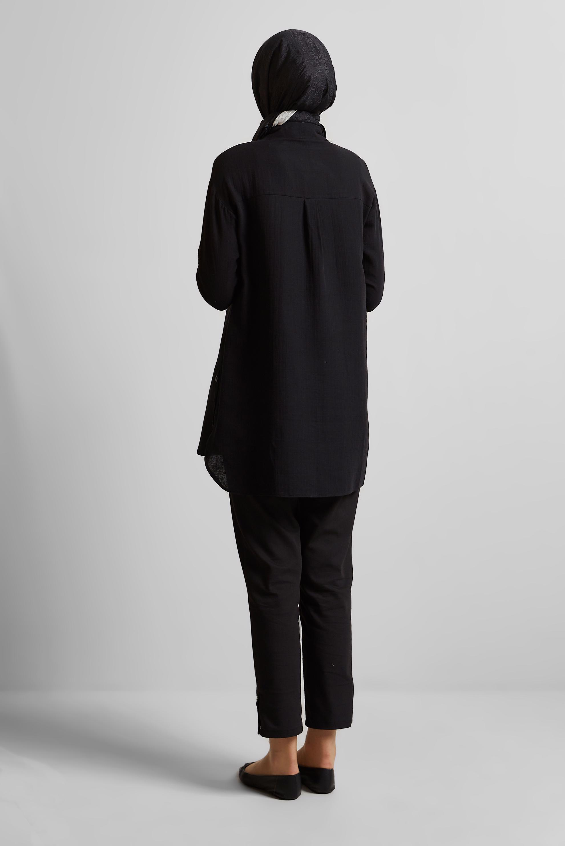 Tesettür giyim SİYAH PAMUKLU MÜSLİN TUNİK 45654