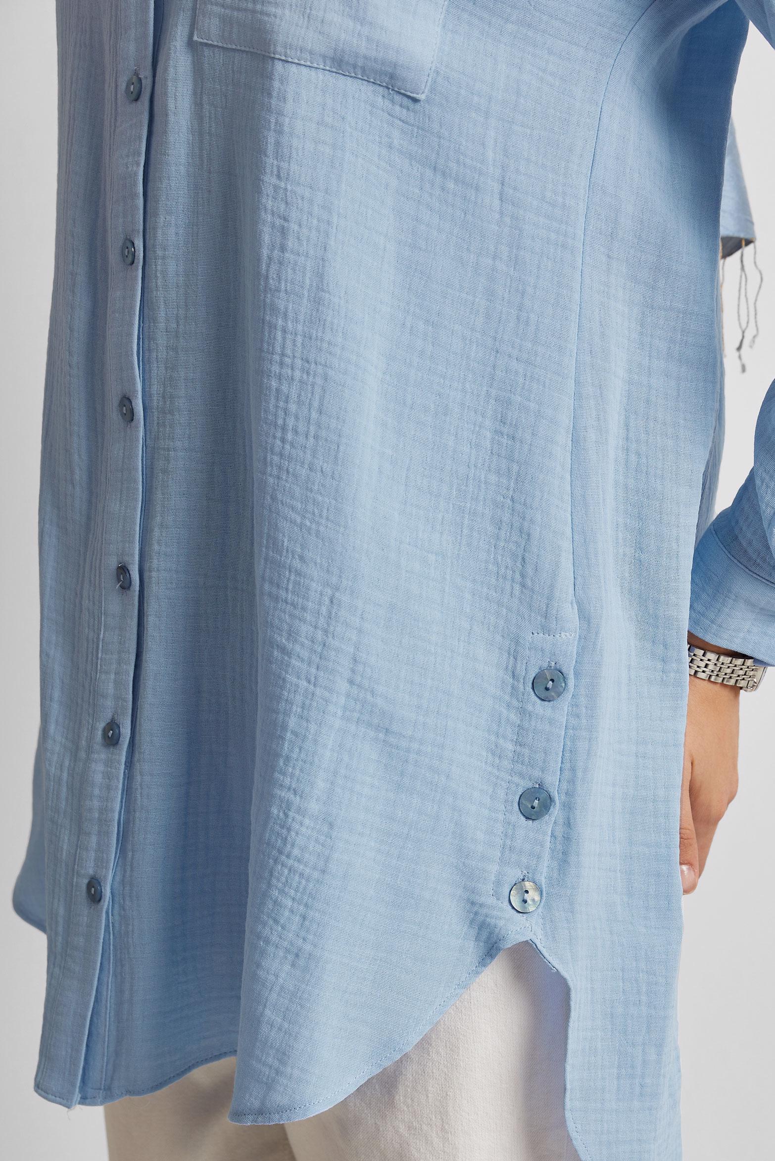 Tesettür giyim MAVİ PAMUKLU MÜSLİN TUNİK 45654