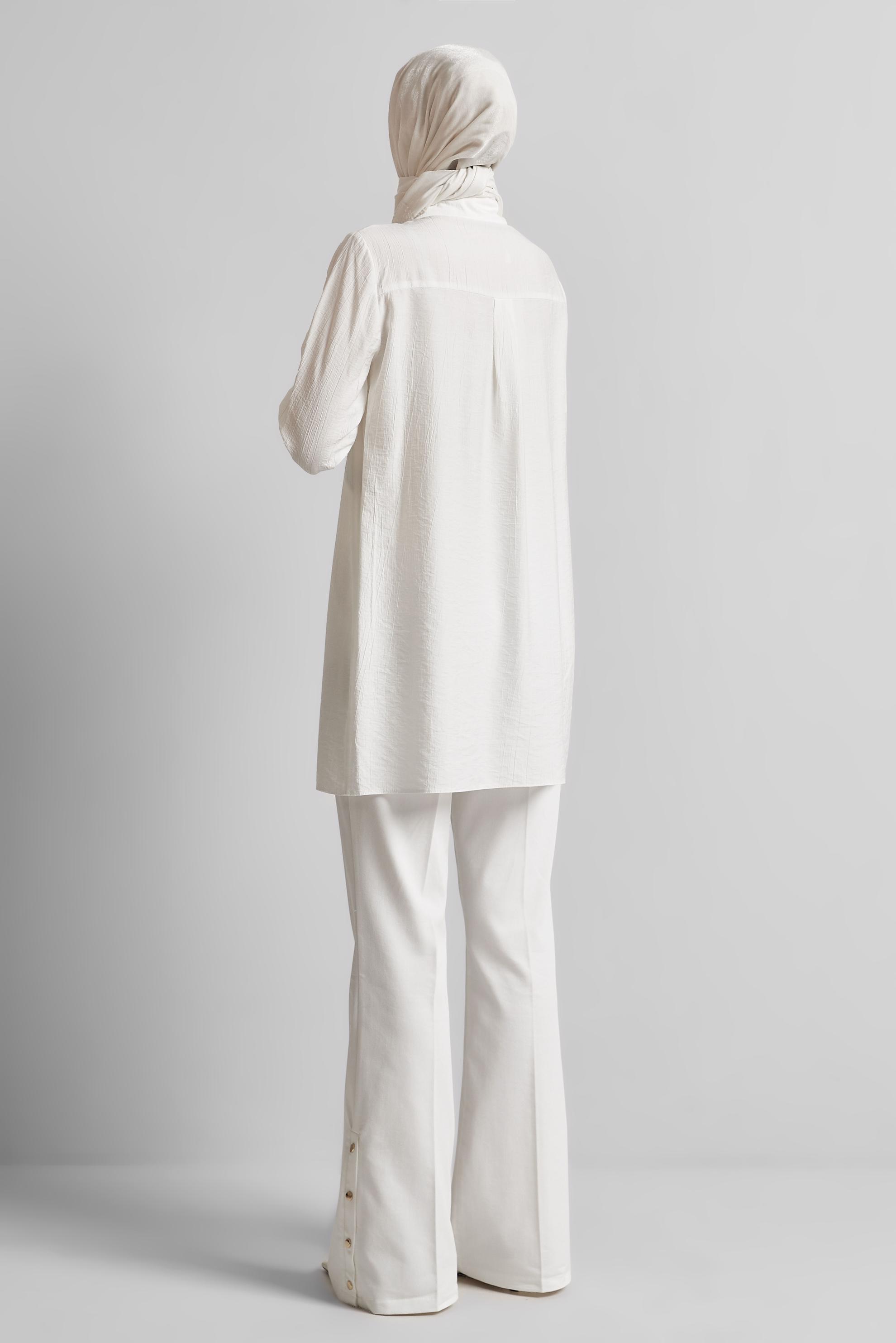 Tesettür giyim BEYAZ NAKIŞ DETAYLI TUNİK 45672