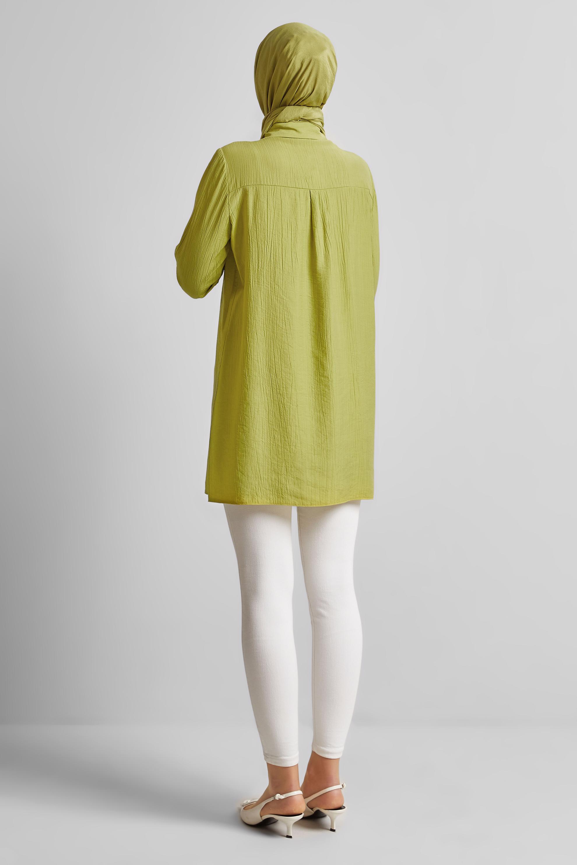 Tesettür giyim YEŞİL NAKIŞ DETAYLI TUNİK 45672