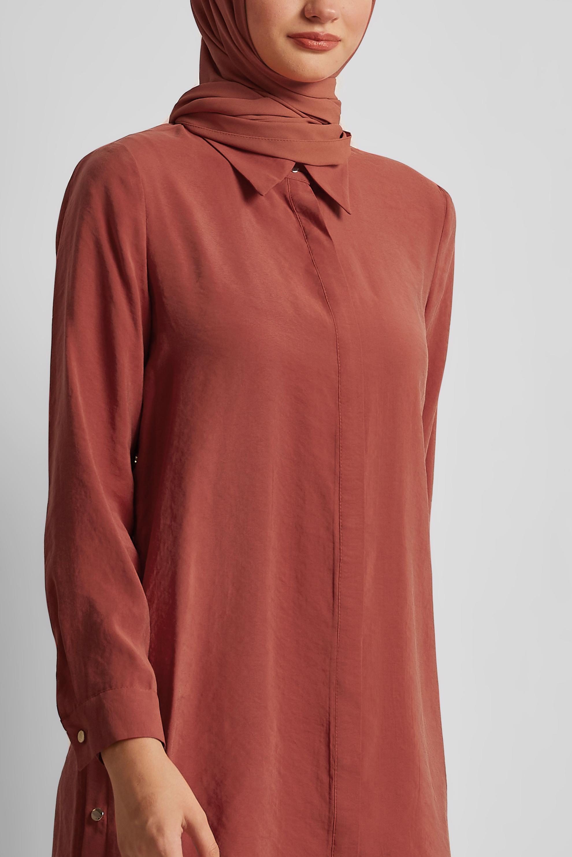 Hijab clothing ORANGE SNAP DETAILED TUNIC 45674