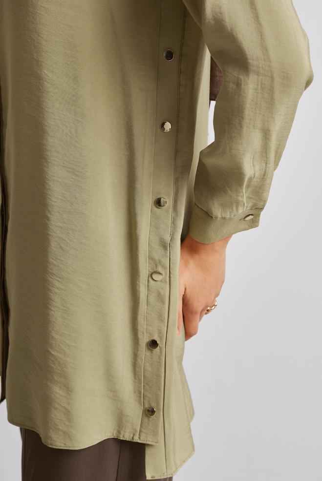 Vêtements hijab SABLE TUNIQUE DÉTAILLÉE À PRESSION 45674 - ALVİNA