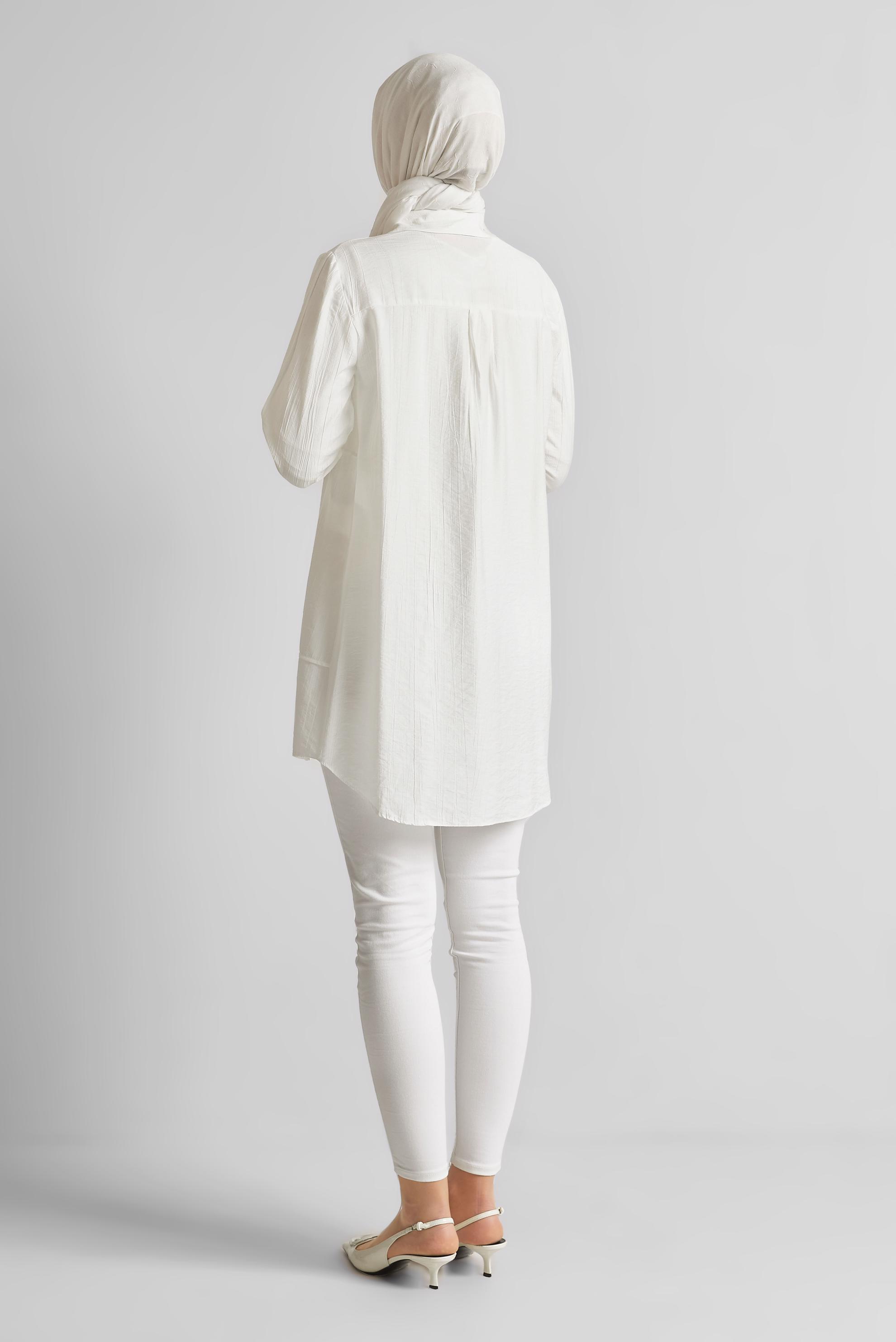 Tesettür giyim BEYAZ GÖMLEK YAKA TUNİK 45676