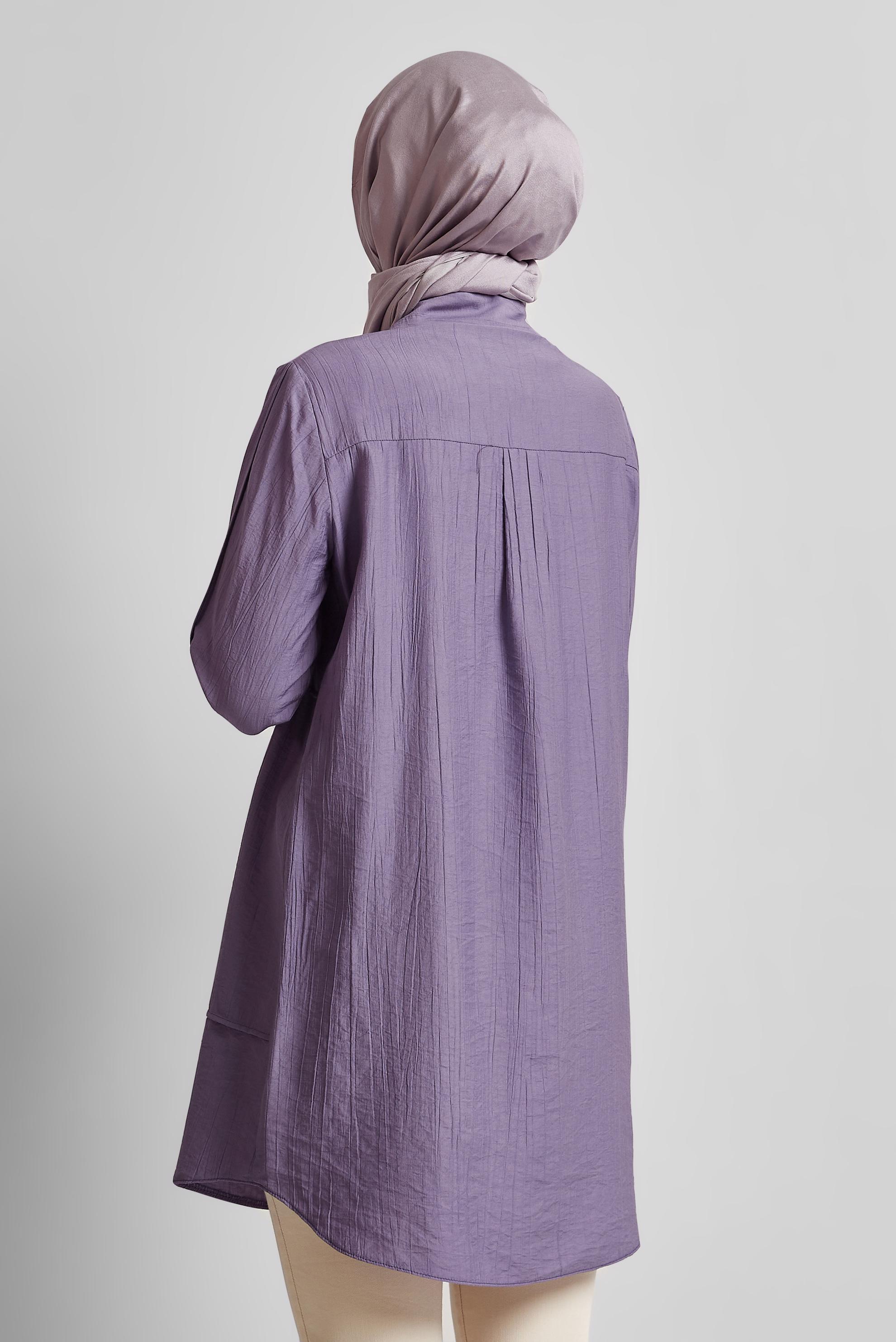 Tesettür giyim MOR GÖMLEK YAKA TUNİK 45676