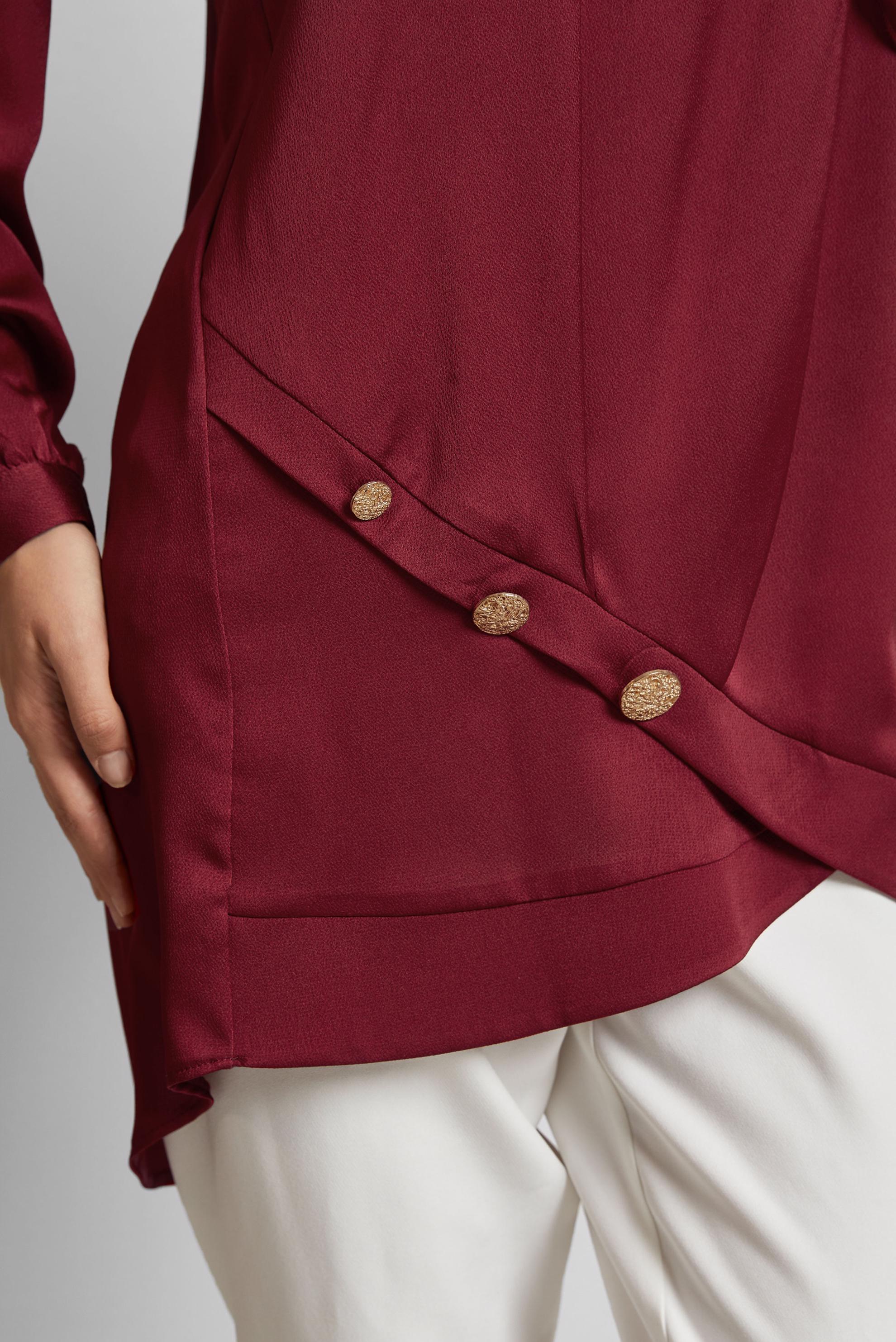 Tesettür giyim BORDO ASİMETRİK KESİM TUNİK 45679