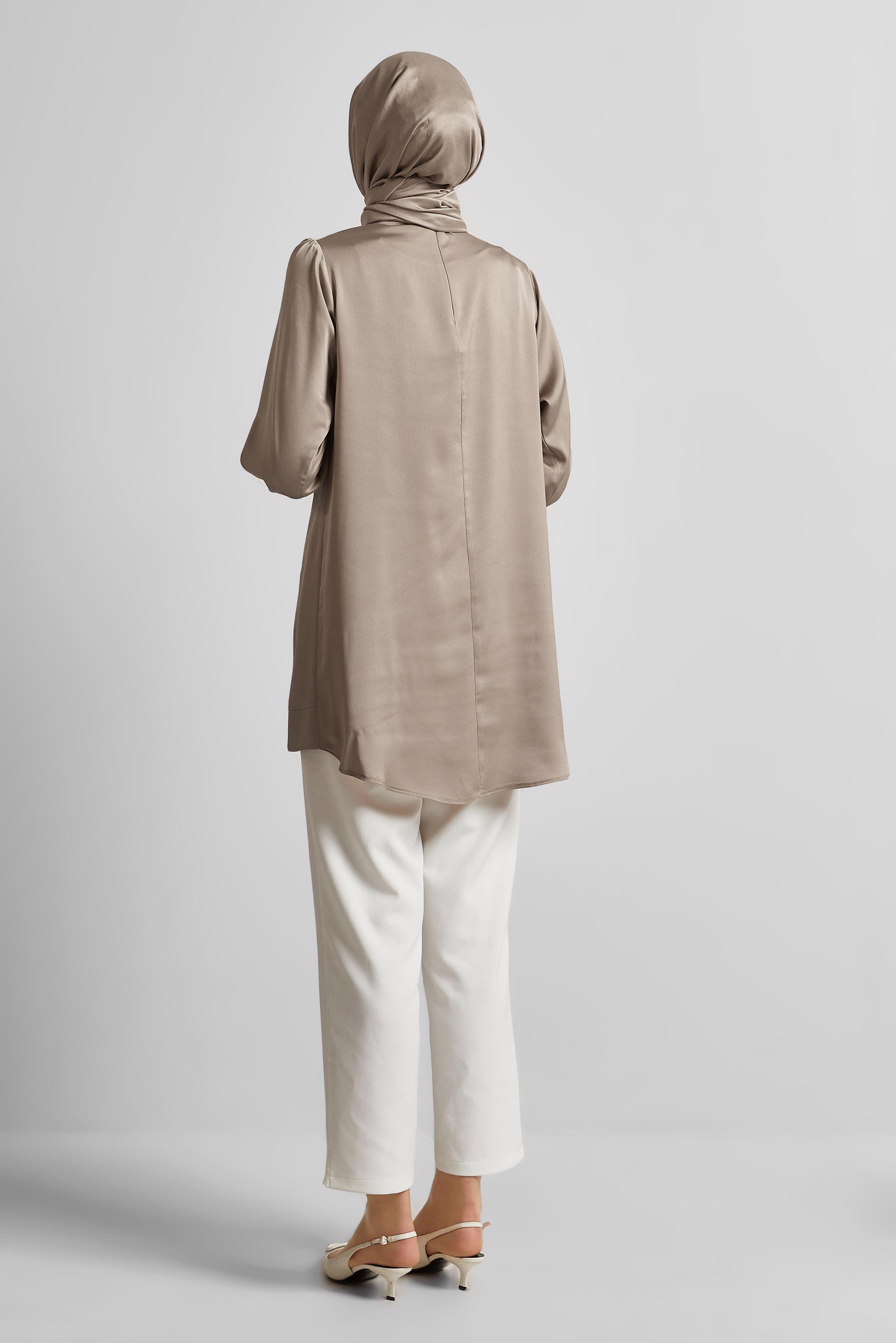 Tesettür giyim KAHVE ASİMETRİK KESİM TUNİK 45679