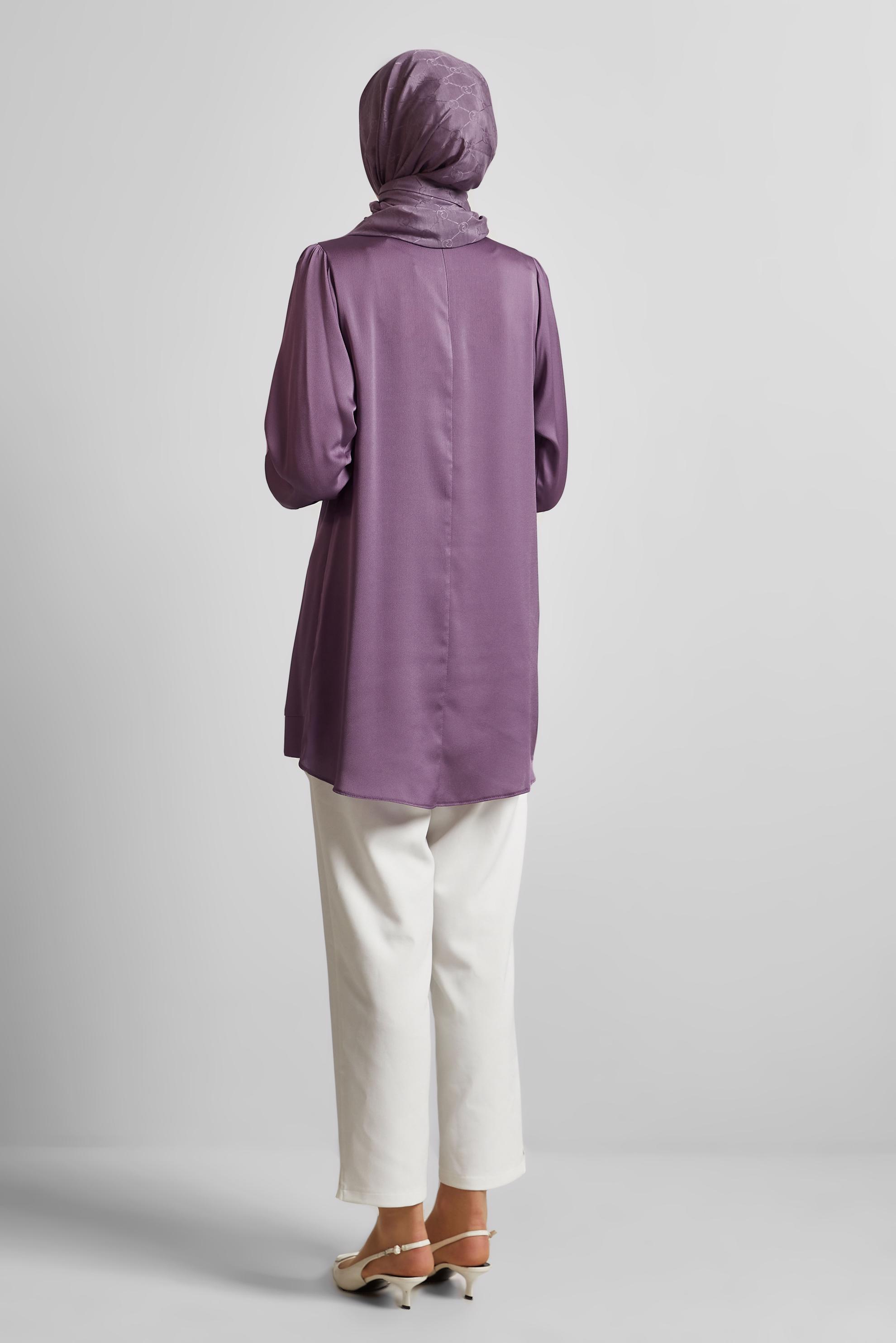 Tesettür giyim MOR ASİMETRİK KESİM TUNİK 45679