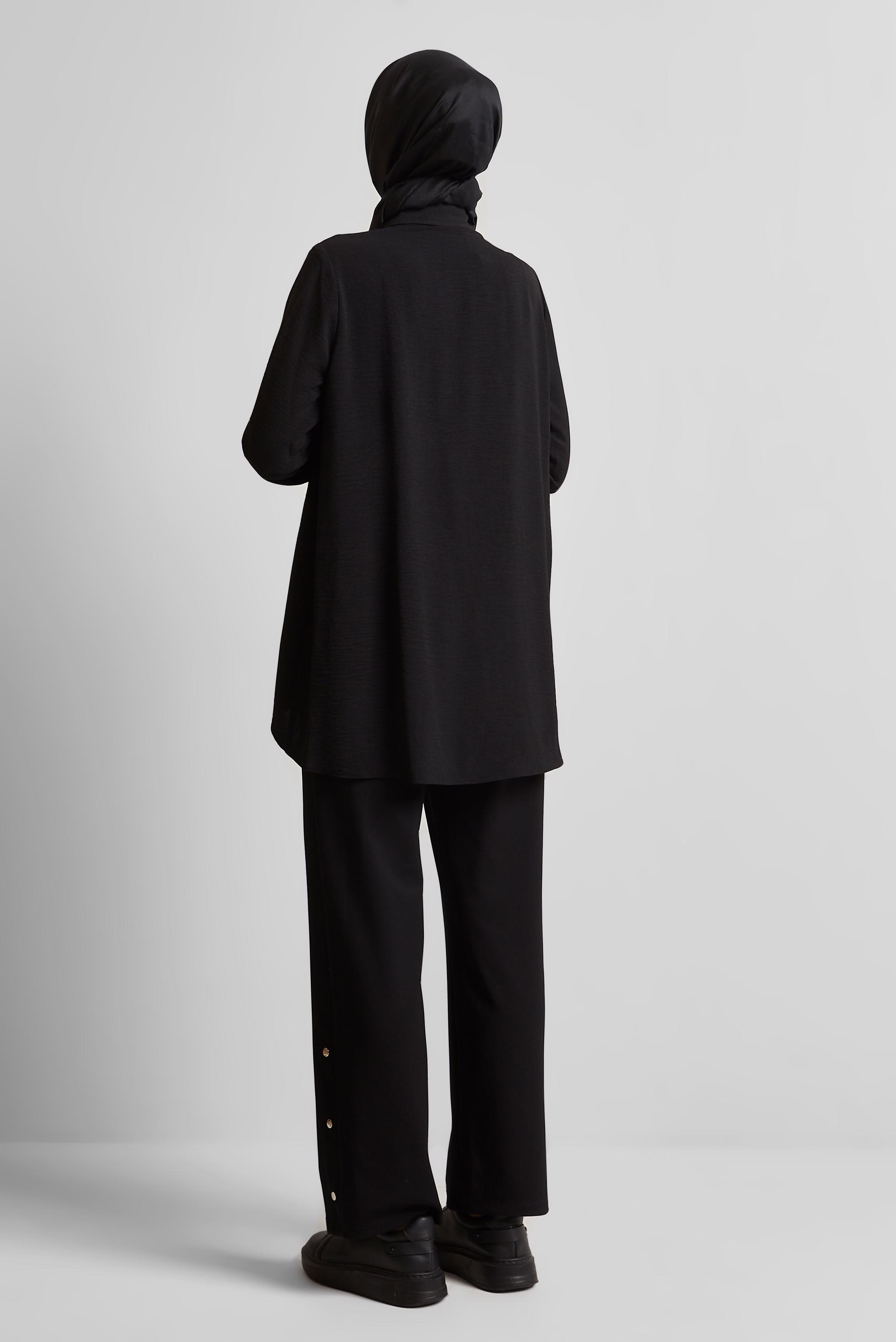 Tesettür giyim SİYAH ÇITÇIT DETAYLI TUNİK 45681