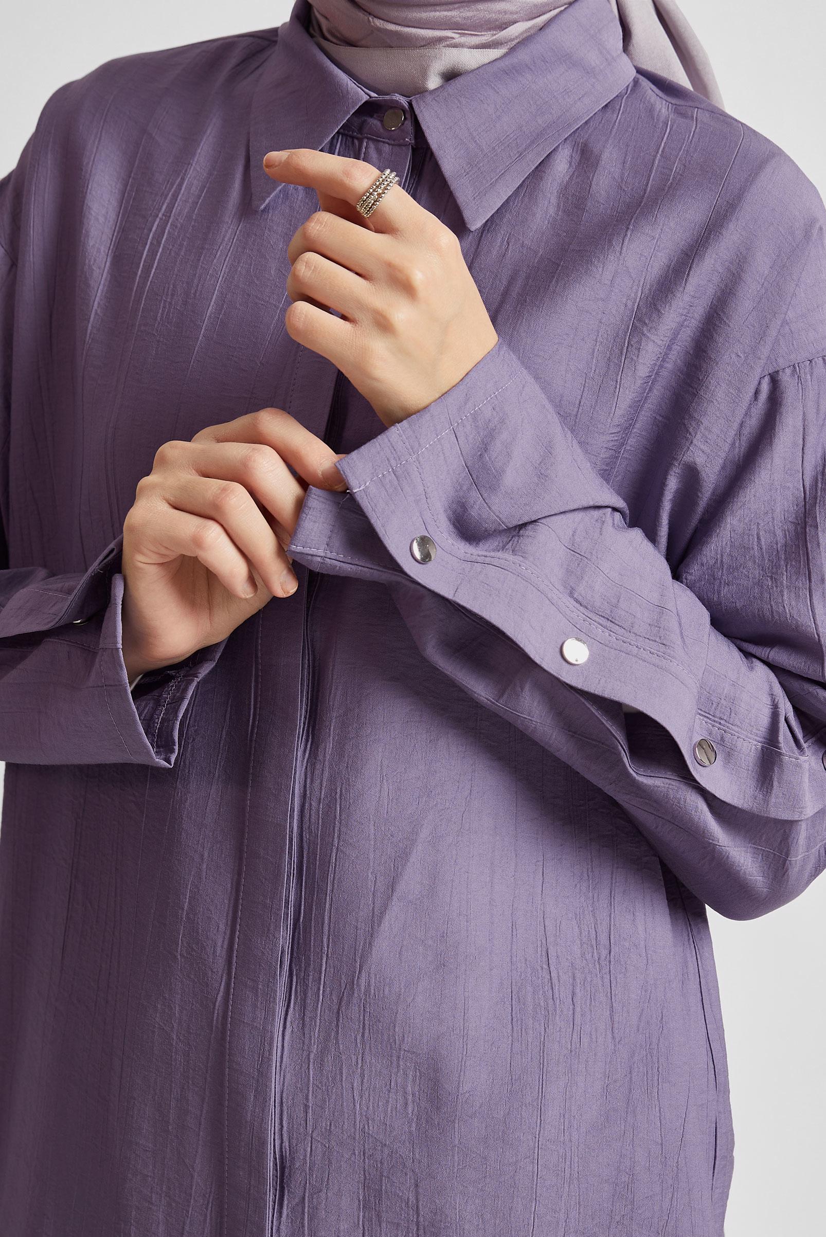 Tesettür giyim MOR ÇITÇIT DETAYLI TUNİK 45681