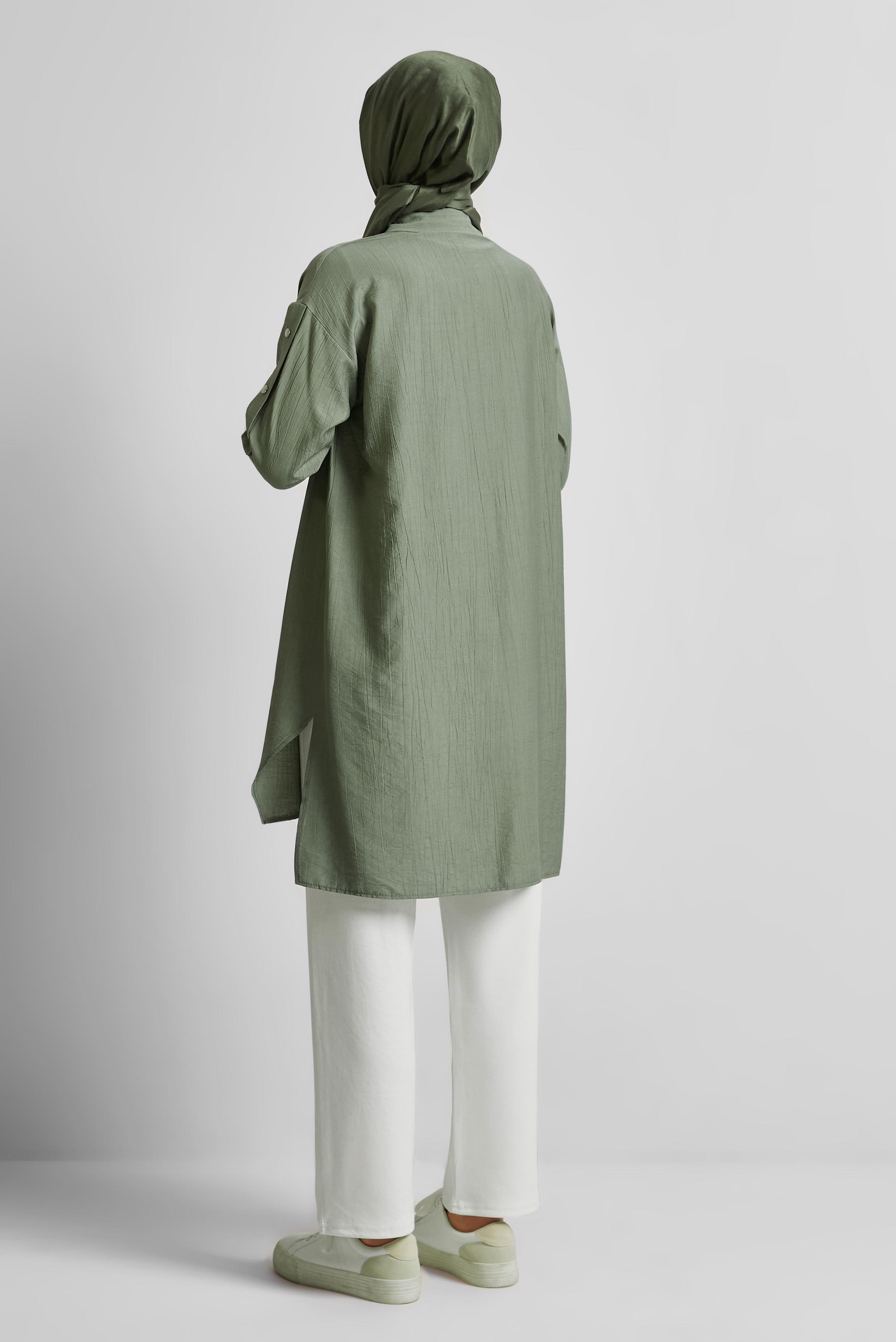 Tesettür giyim HAKİ ÇITÇIT DETAYLI TUNİK 45681