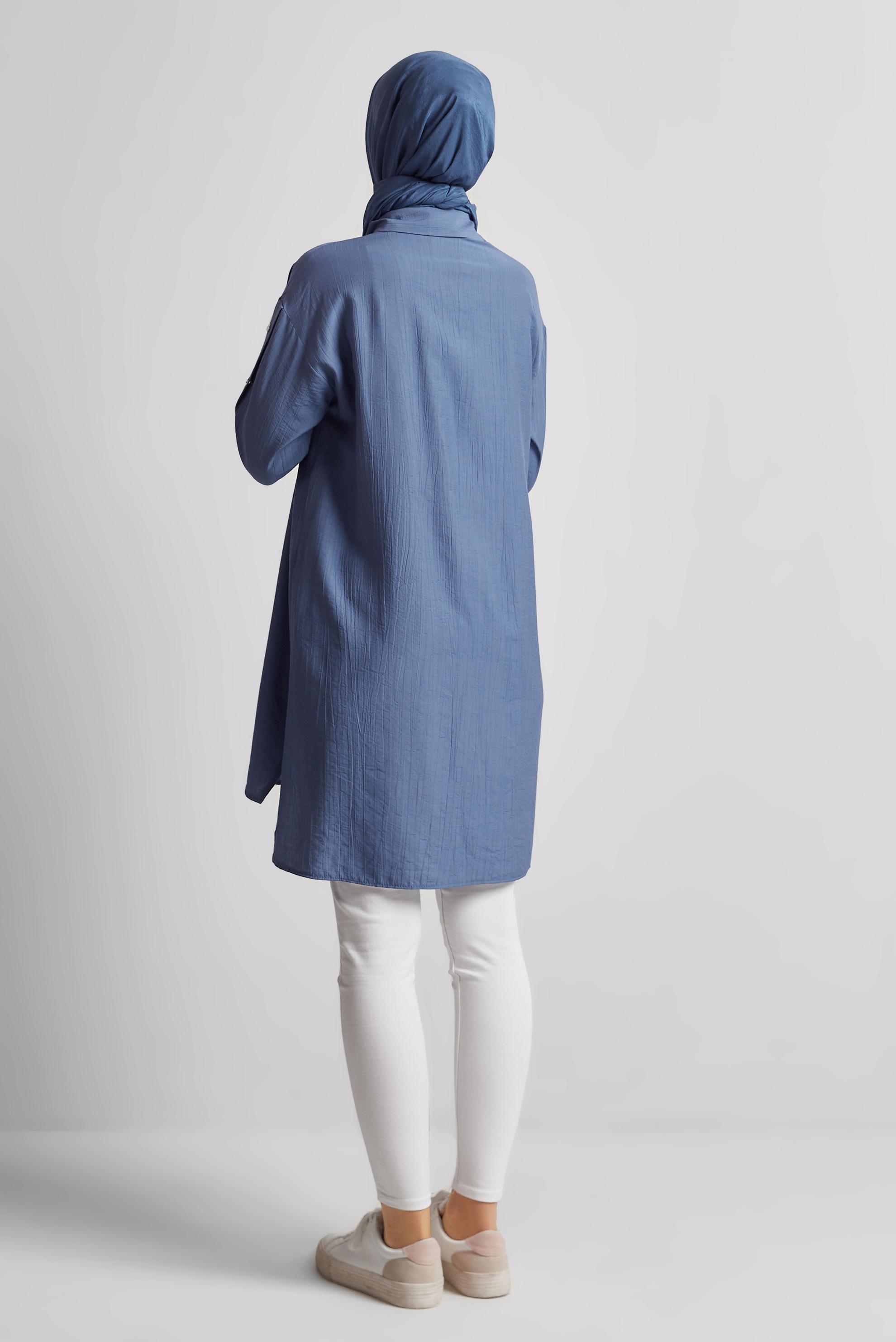 Tesettür giyim LACİVERT ÇITÇIT DETAYLI TUNİK 45681