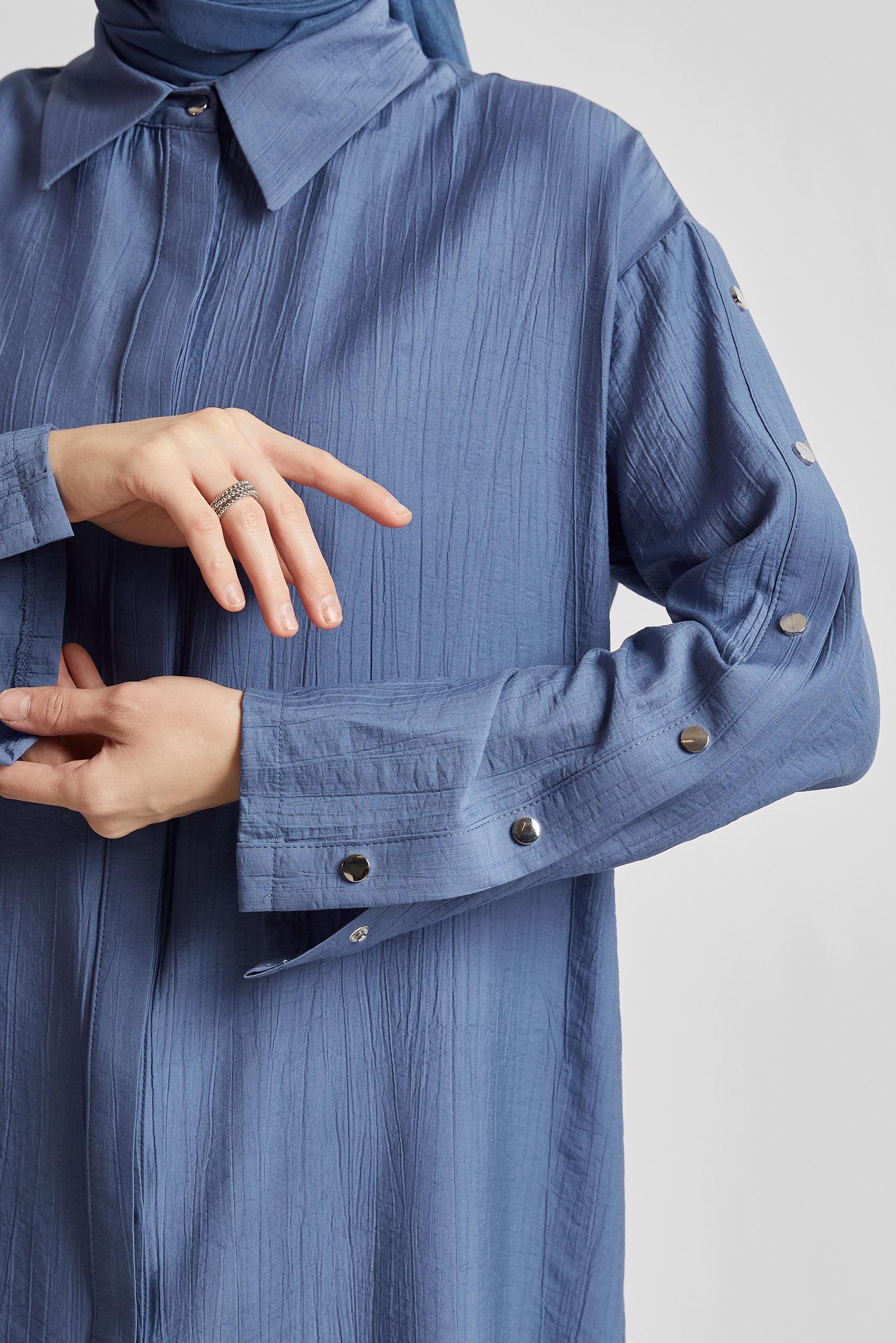 Tesettür giyim LACİVERT ÇITÇIT DETAYLI TUNİK 45681