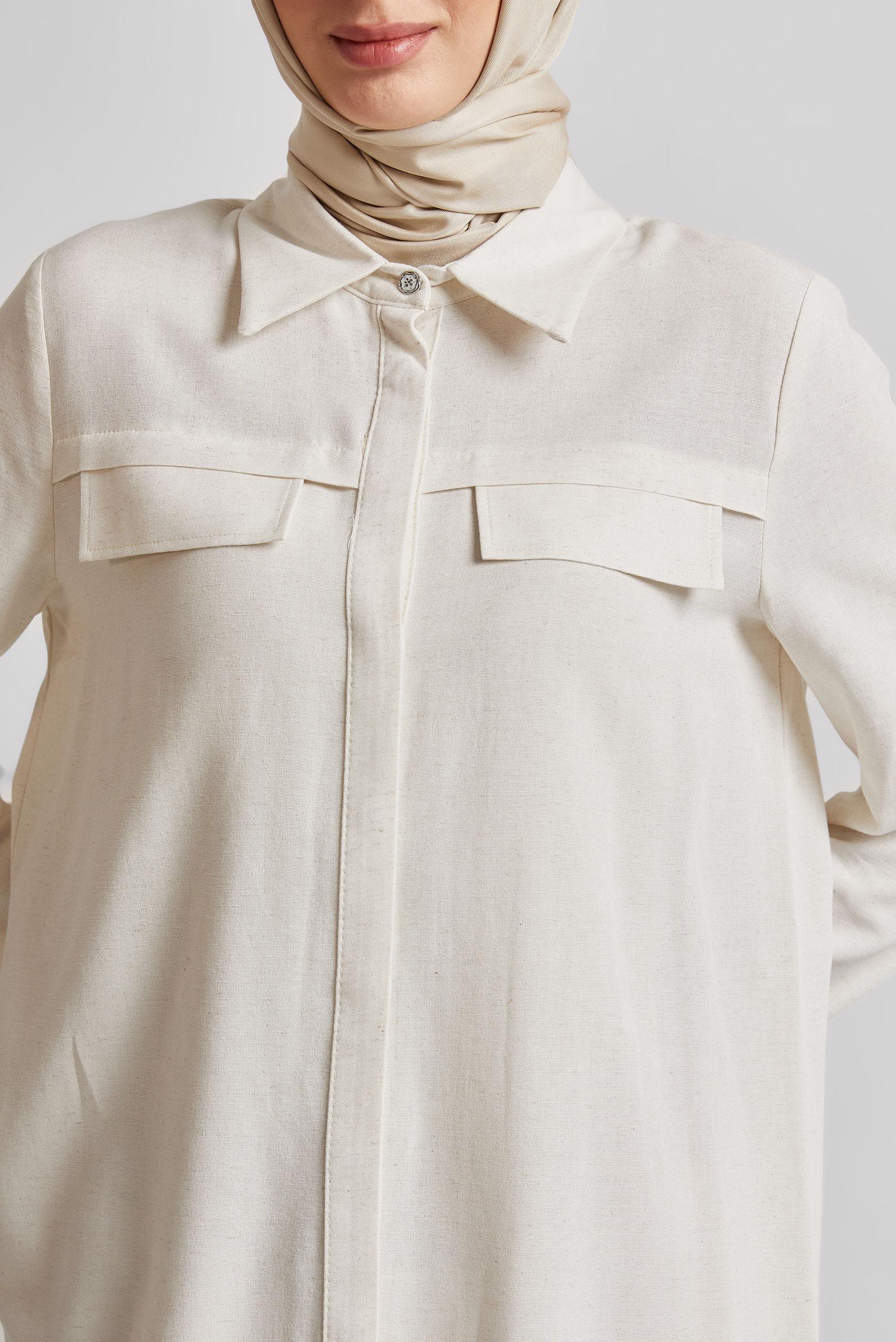 Tesettür giyim BEYAZ GÖMLEK YAKA TUNİK 45683