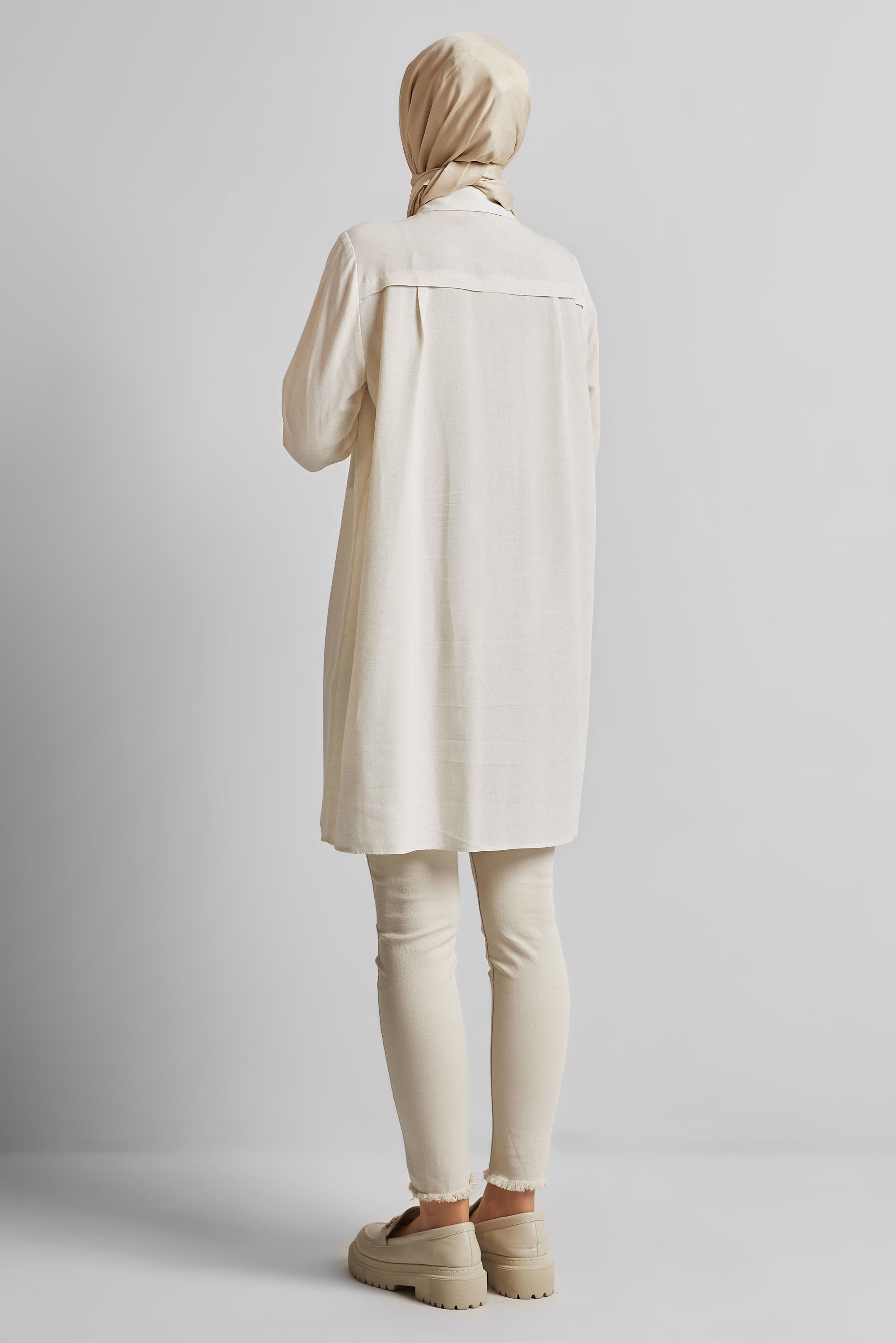 Tesettür giyim BEYAZ GÖMLEK YAKA TUNİK 45683