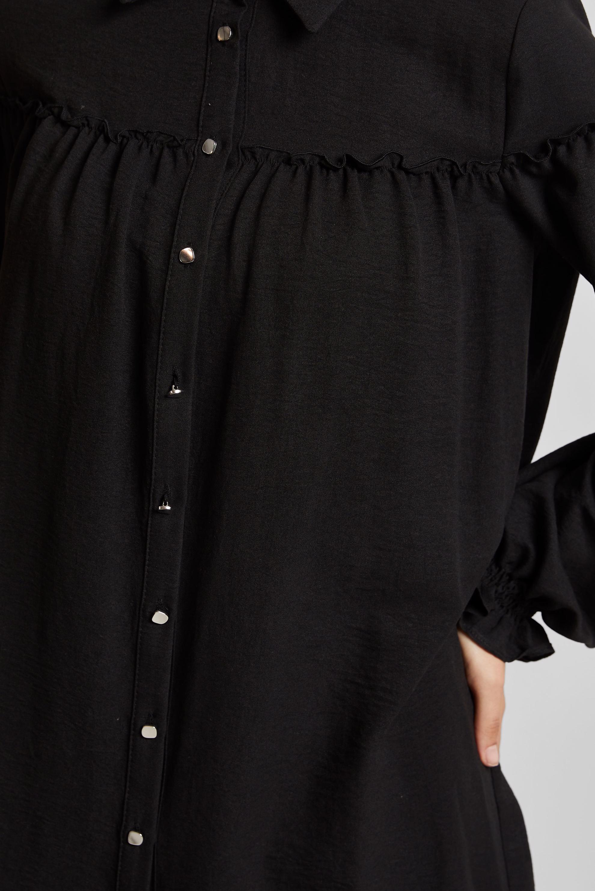 Tesettür giyim SİYAH GÖMLEK YAKA TUNİK 45690