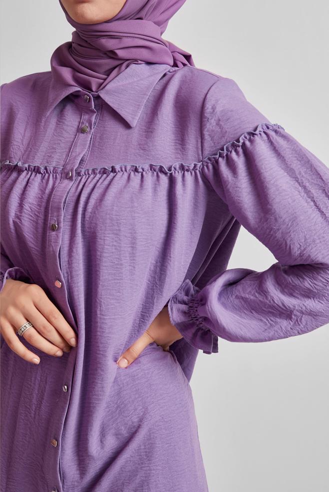 Hijab-Kleidung LILA HEMDKRAGEN TUNIKA 45690 - ALVİNA