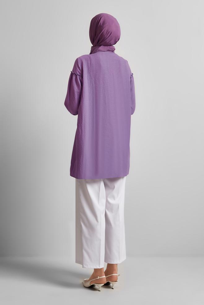 Hijab-Kleidung LILA HEMDKRAGEN TUNIKA 45690 - ALVİNA