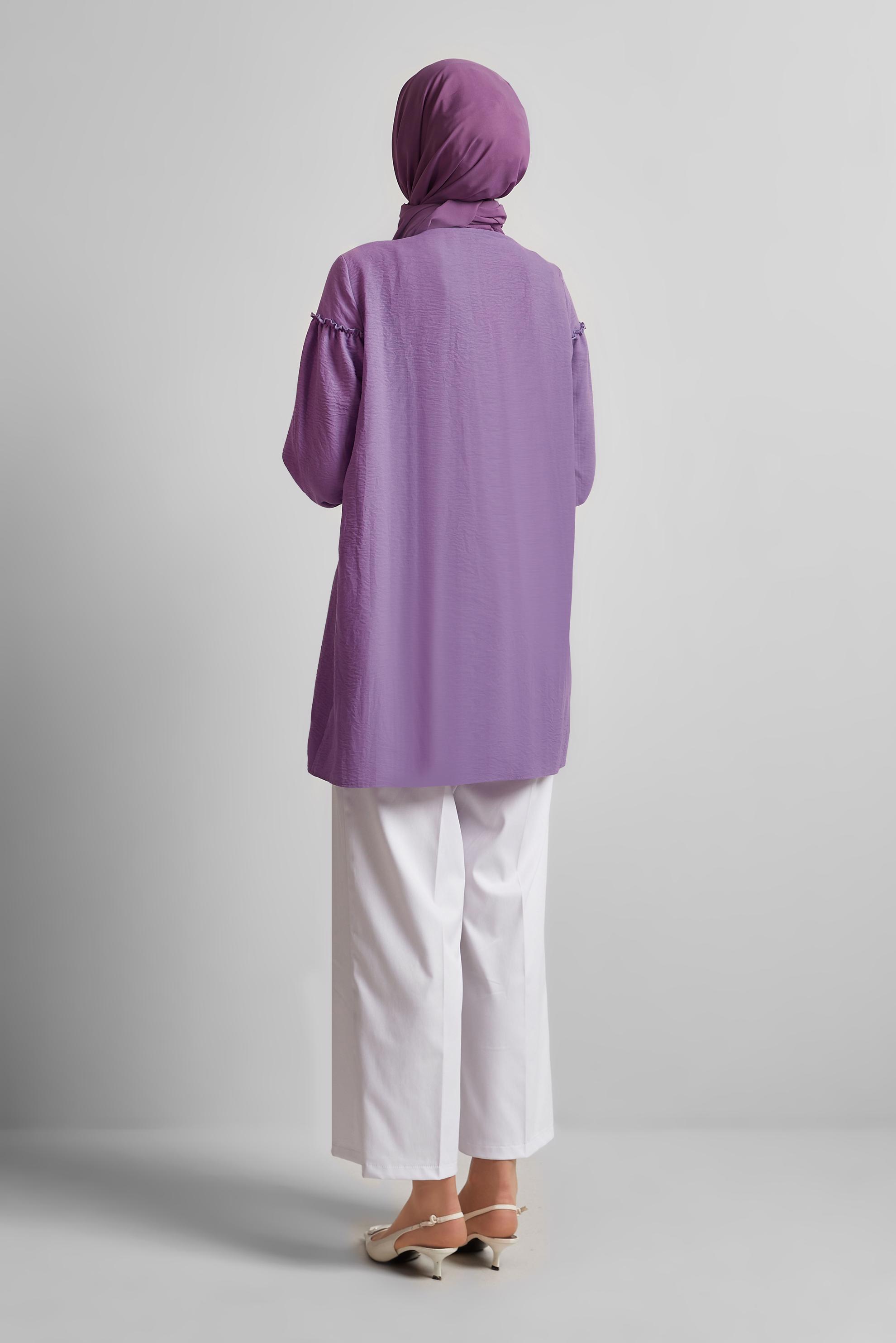 Tesettür giyim MOR GÖMLEK YAKA TUNİK 45690